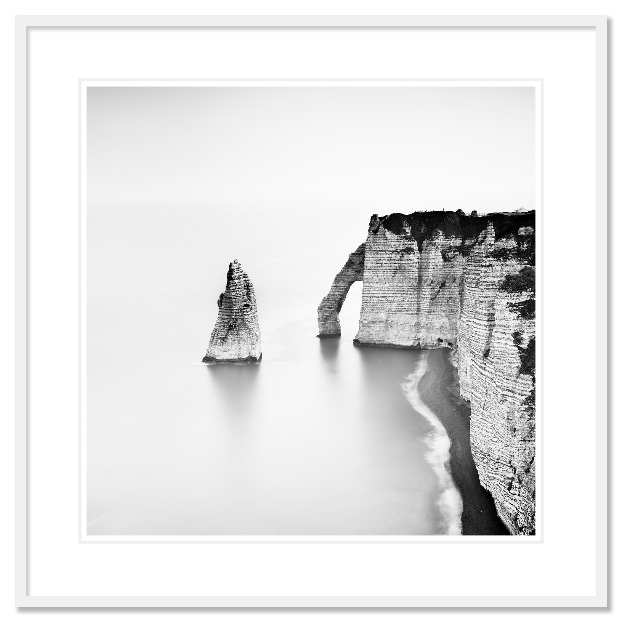 Cliffs of Etretat, Alabaster Coast, France, monochrome seascape, limited edition For Sale 1
