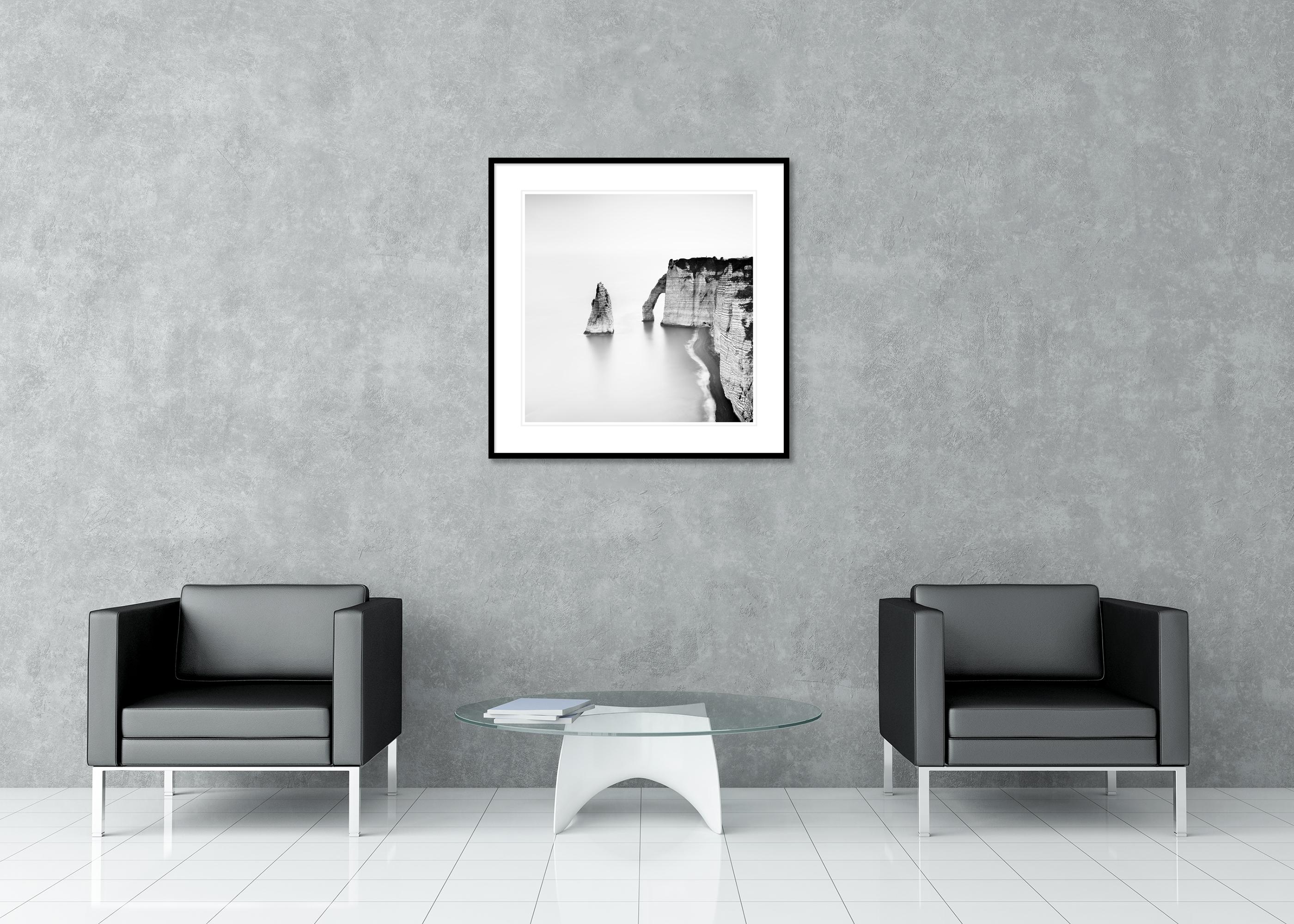 Cliffs of Etretat, Alabaster Coast, France, monochrome seascape, limited edition For Sale 2