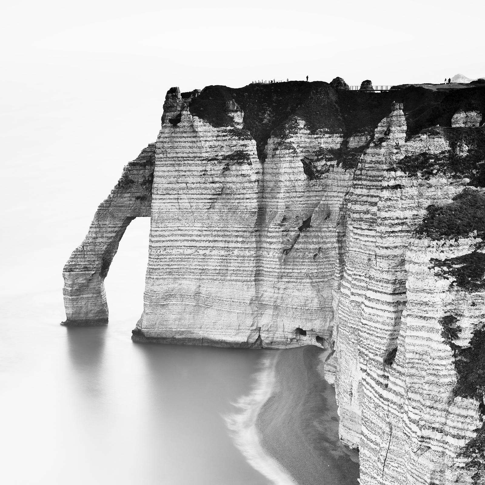 Cliffs of Etretat, Alabaster Coast, France, black and white landscape art photo For Sale 5