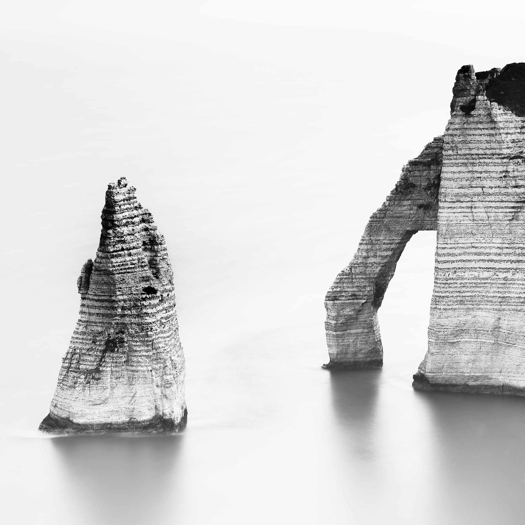 Cliffs of Etretat, Alabaster Coast, France, monochrome seascape, limited edition For Sale 7