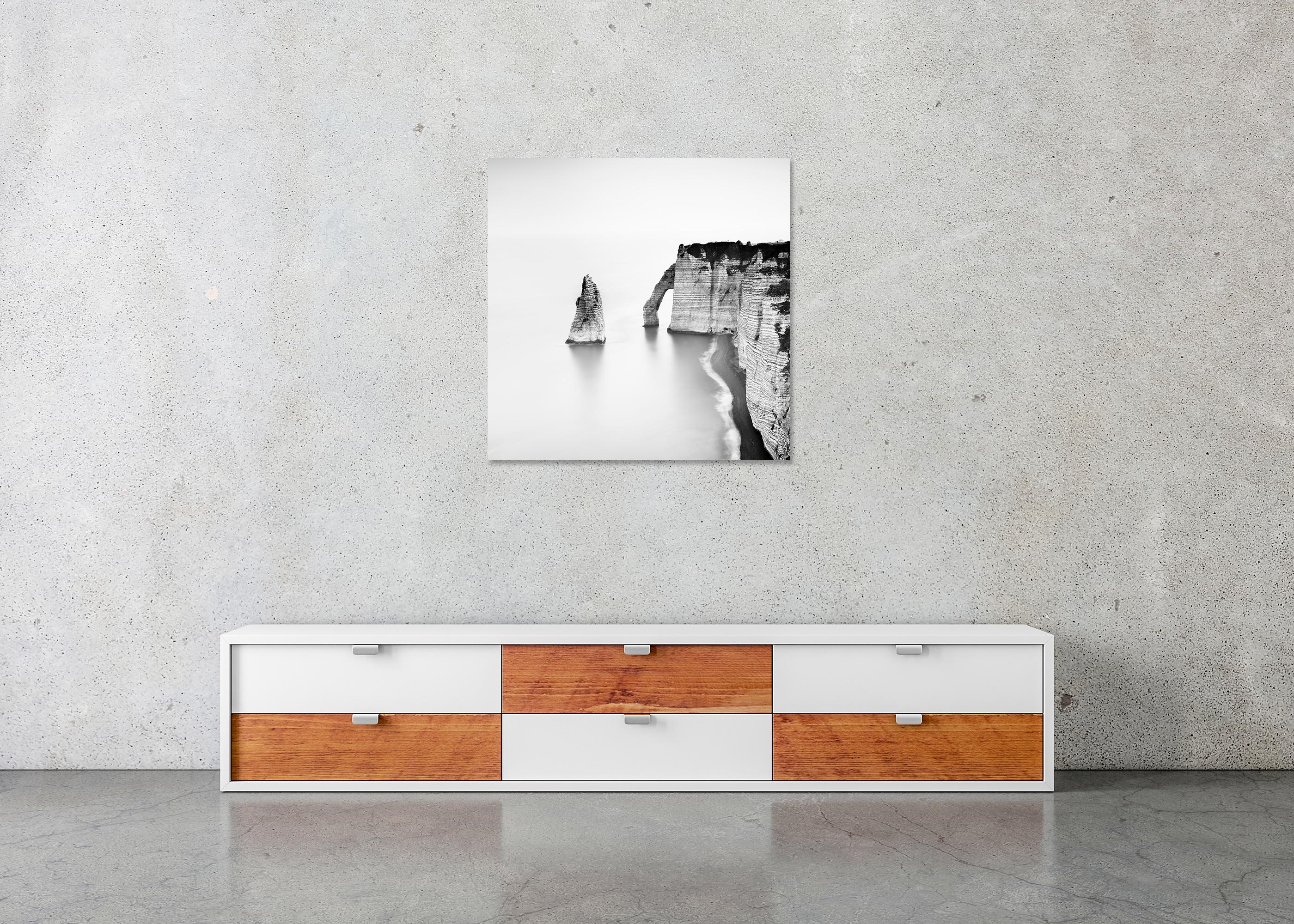 Cliffs of Etretat, Alabaster Coast, France, monochrome seascape, limited edition For Sale 4