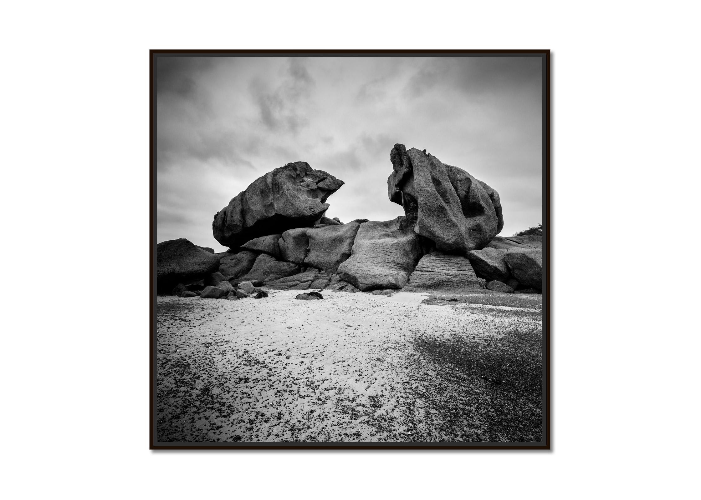 Crab Claws Rock, Granite Coast, France, black and white landscape photography - Photograph by Gerald Berghammer