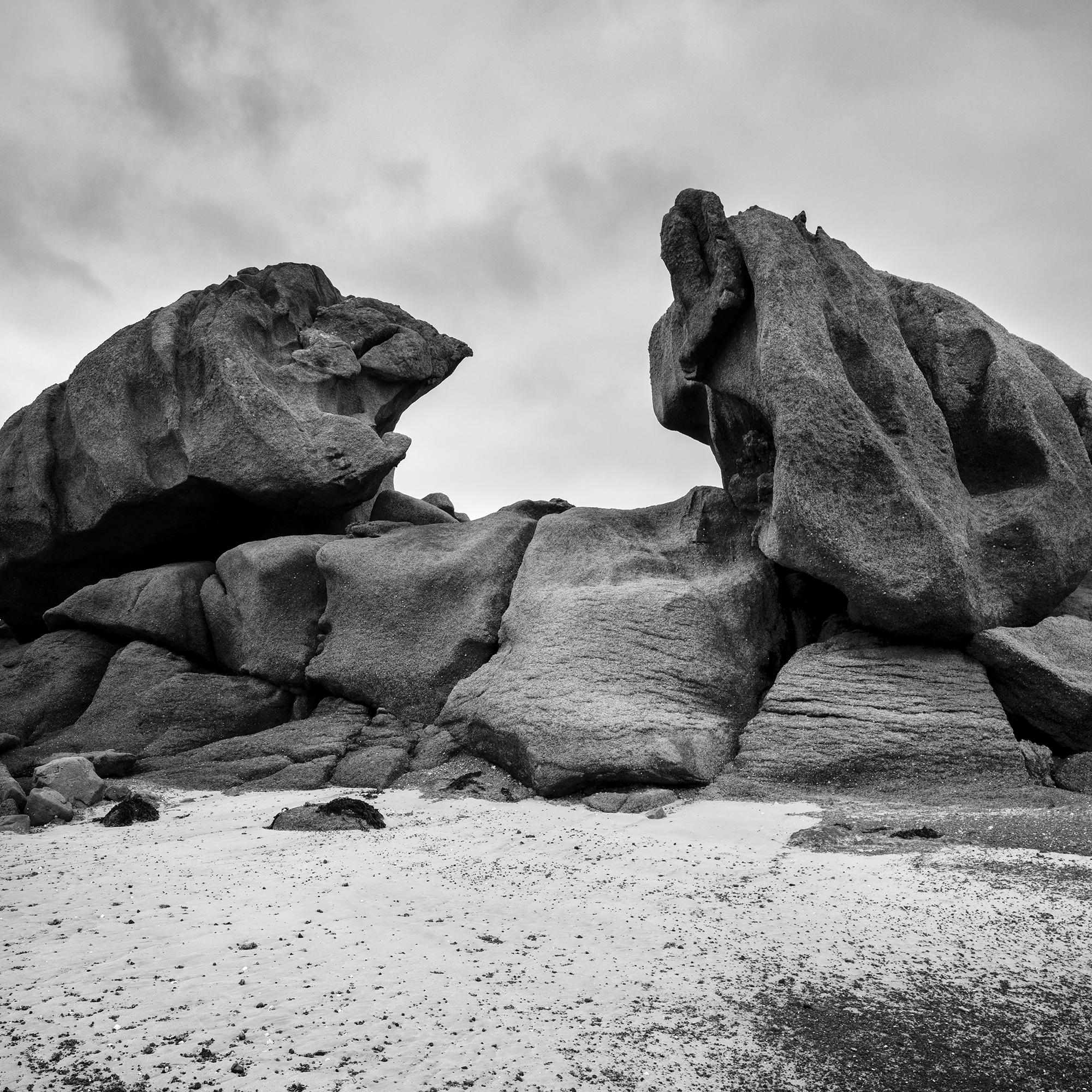 Crab Claws Rock, Granite Coast, France, black and white landscape photography For Sale 3