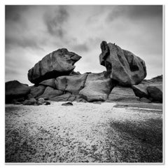 Crab Claws Rock, Granite Coast, France, black and white landscape photography