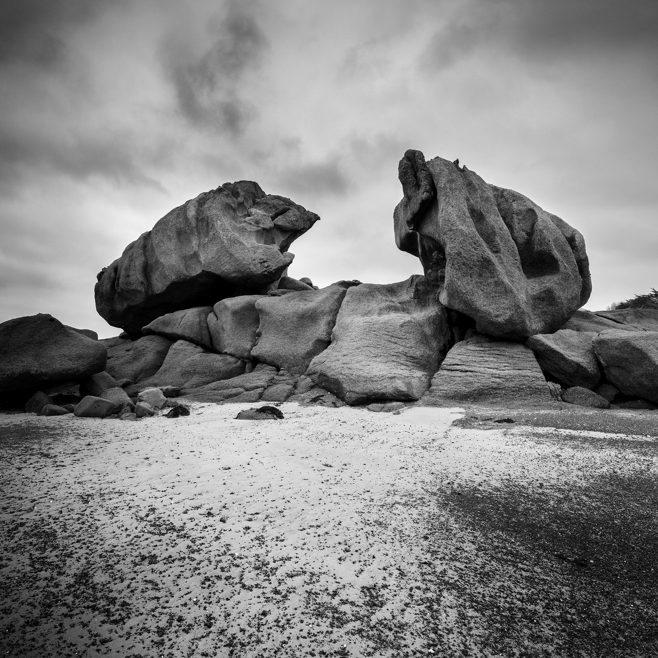 Crab Claws Rock, Granitküste, Frankreich, Schwarz-Weiß-Landschaftsfotografie