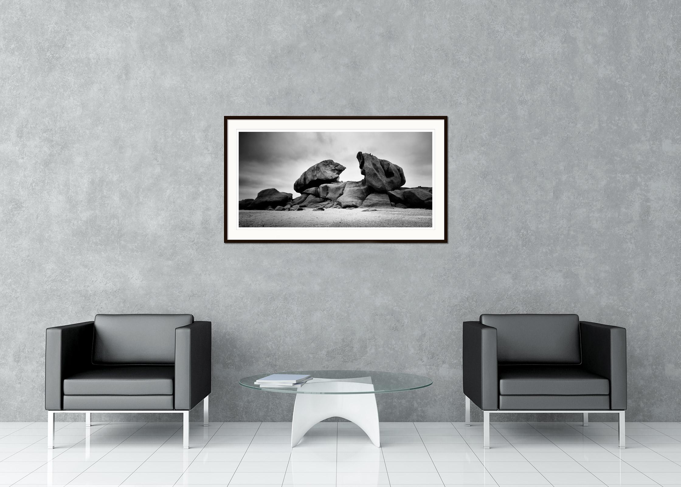 Crab Claws Rock, Panorama, Granite Coast, black and white landscape photography For Sale 1