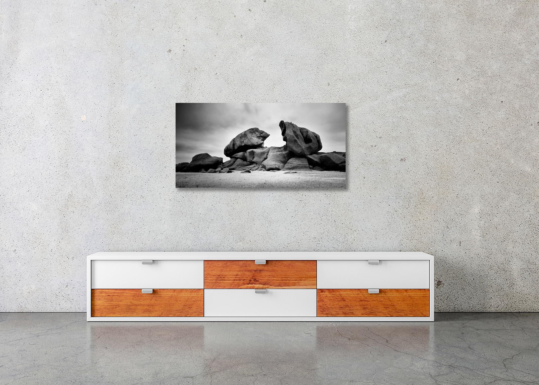 Crab Claws Rock, Panorama, Granite Coast, black and white landscape photography For Sale 3