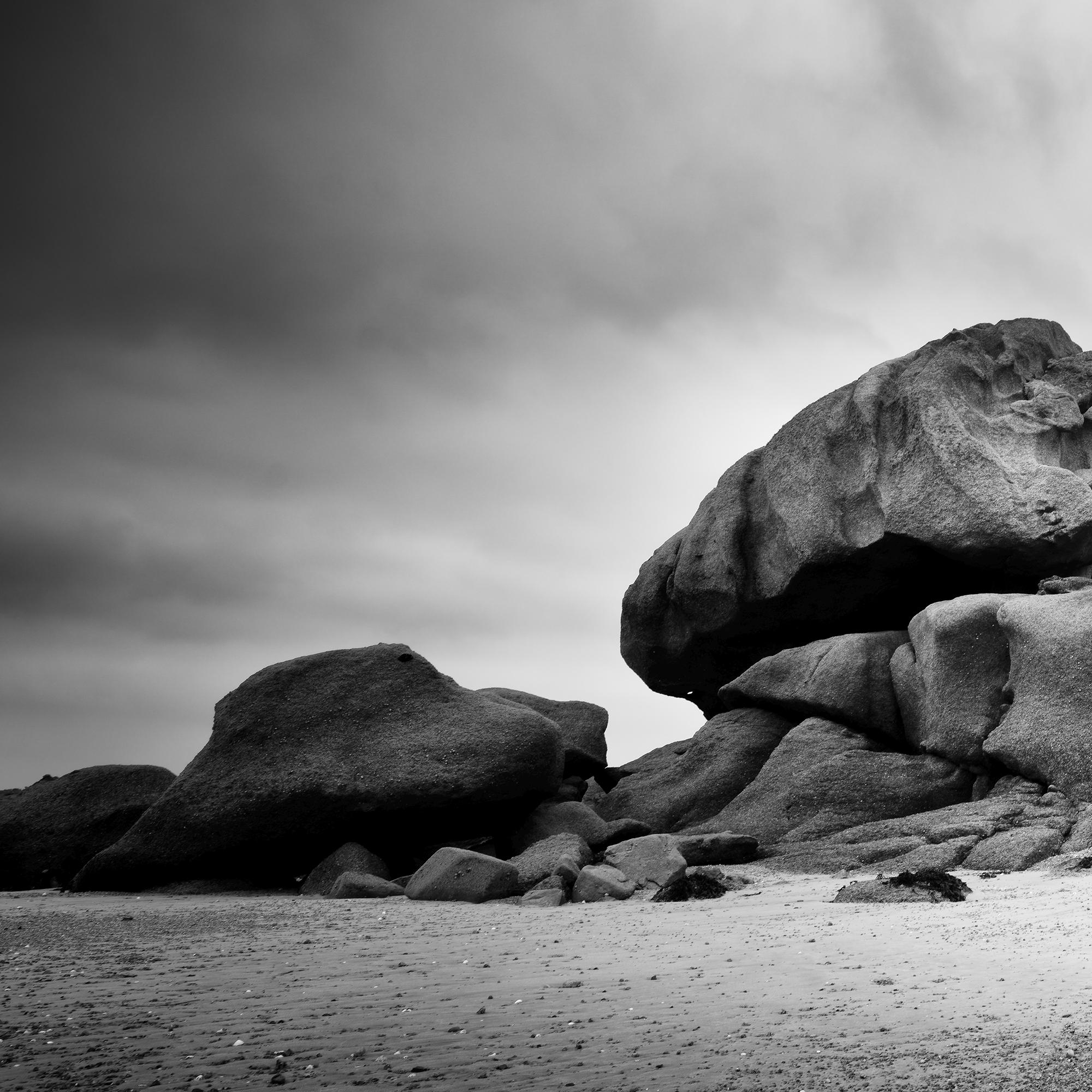 Crab Claws Rock, Panorama, Granite Coast, black and white landscape photography For Sale 4