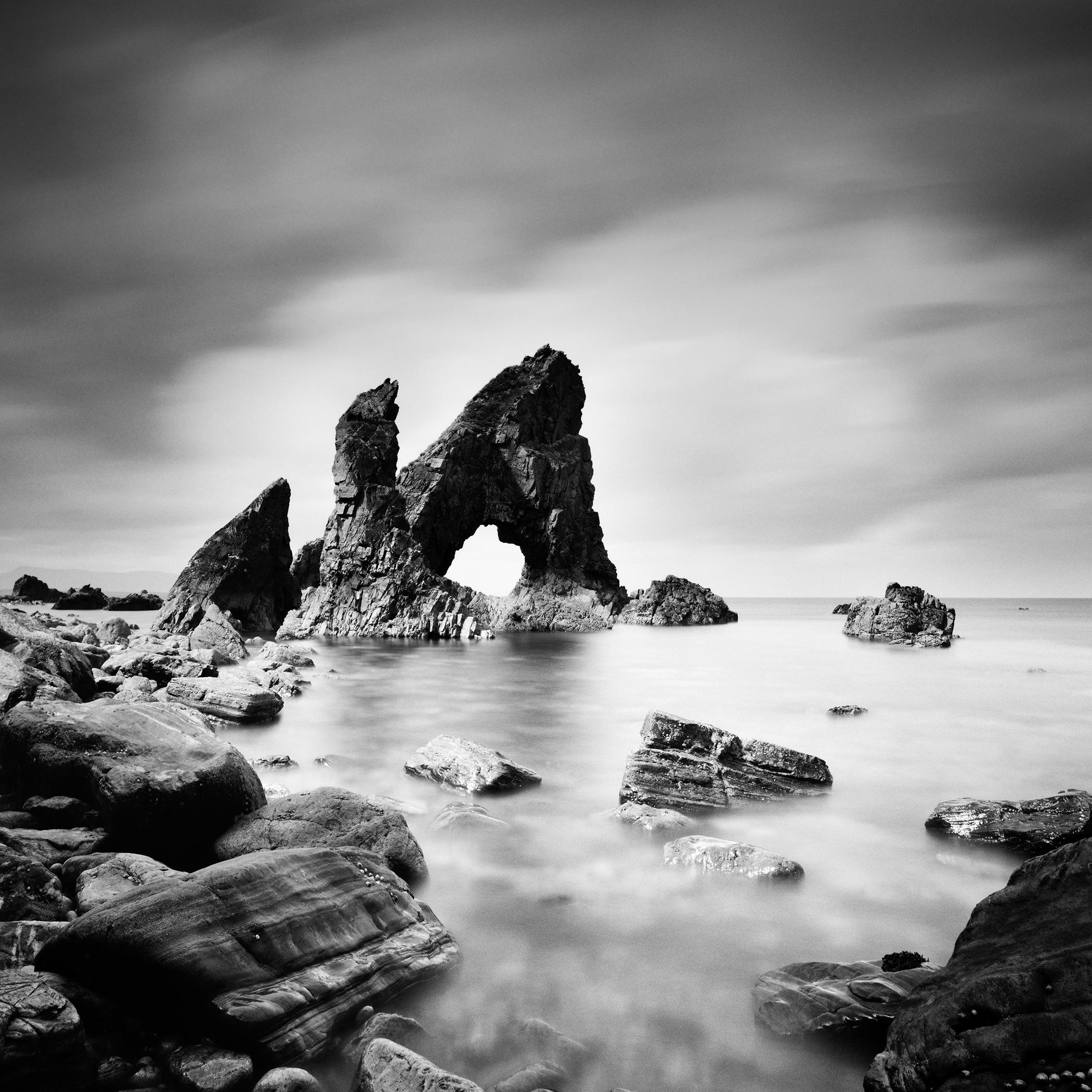 Crohy Sea Arch, Irlande, photographie d'art en noir et blanc, impression de paysage marin