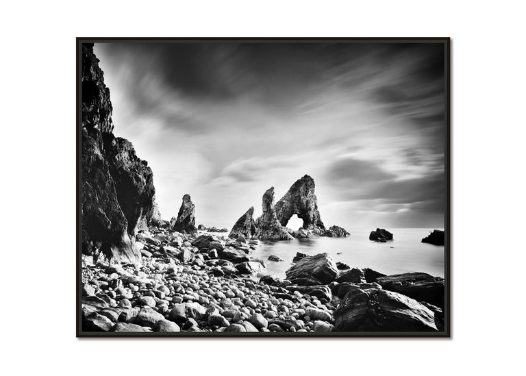Crohy Sea Arch, Rocky Beach, Ireland, black and white photography, landscape - Photograph by Gerald Berghammer