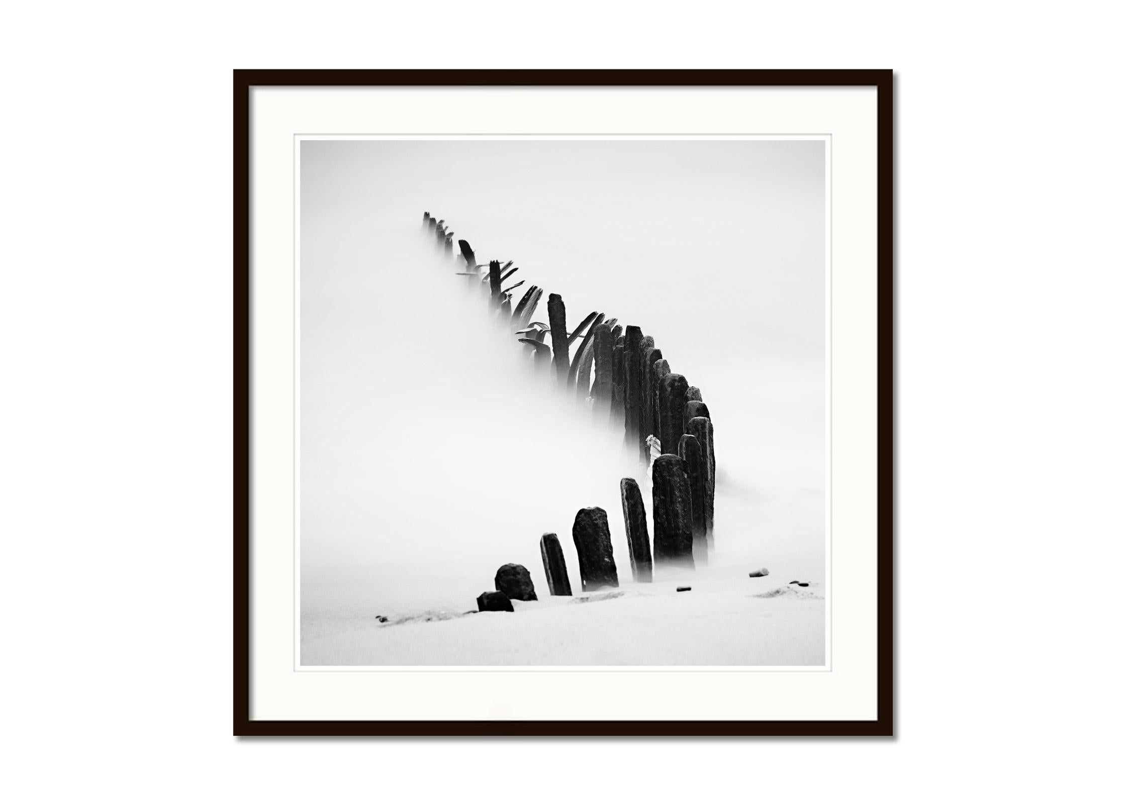 Curved Line, Sylt, Germany, black and white art photography, fine art landscape - Gray Landscape Photograph by Gerald Berghammer