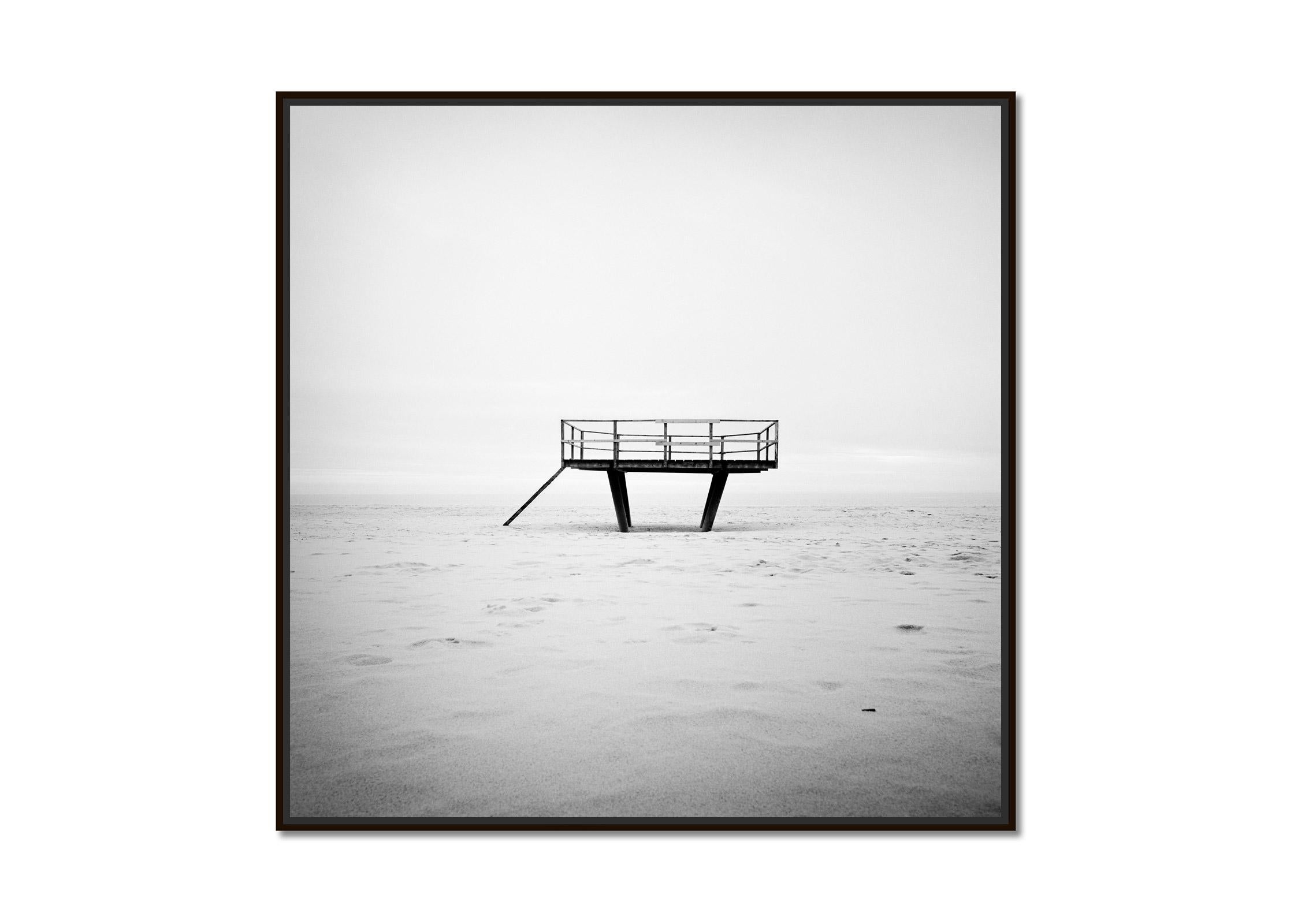 Dance Floor, lifeguard tower, black & white minimalist landscape art photography - Photograph by Gerald Berghammer