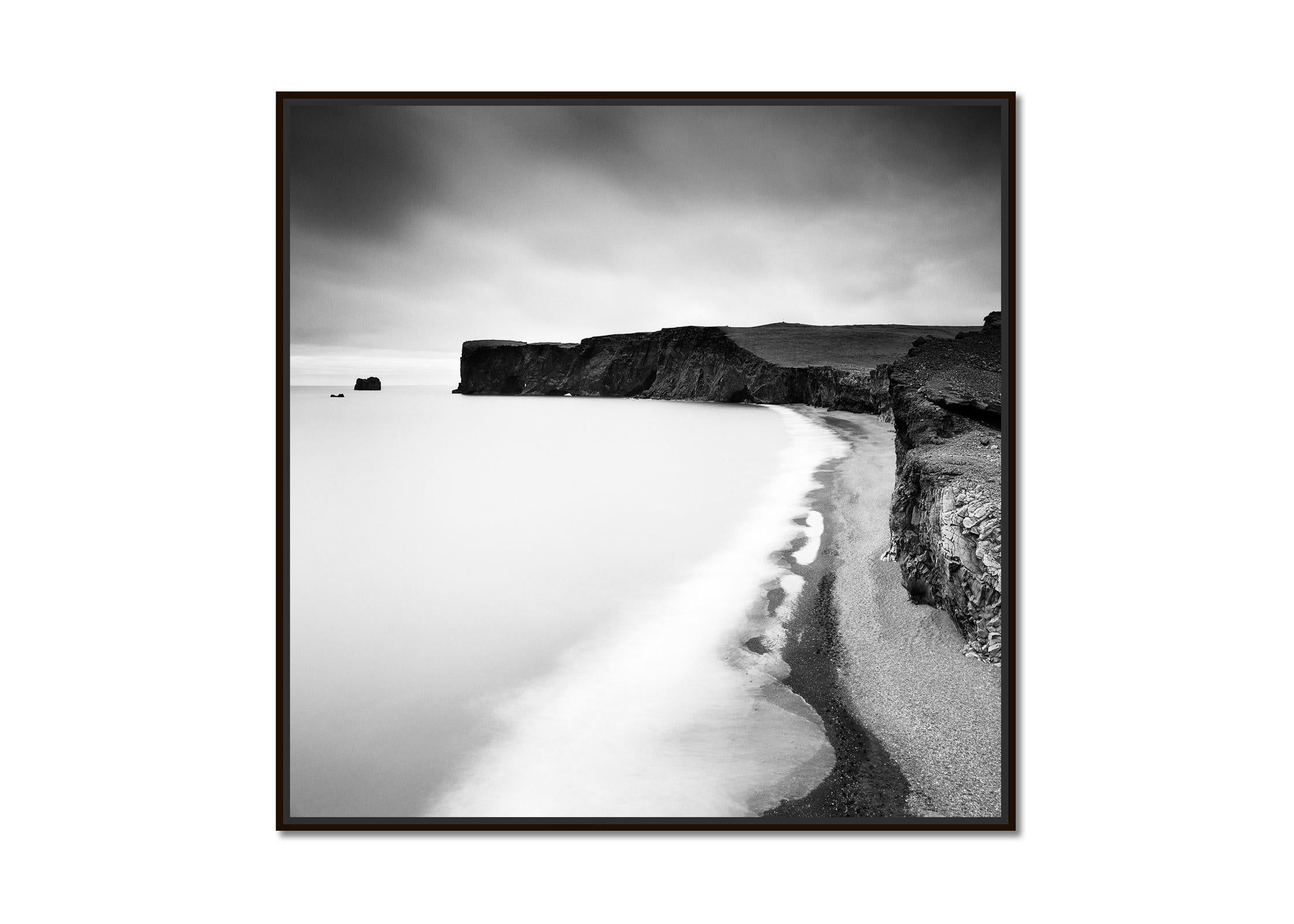 Detached Island, coast, Iceland, black and white fineart landscape photography - Photograph by Gerald Berghammer