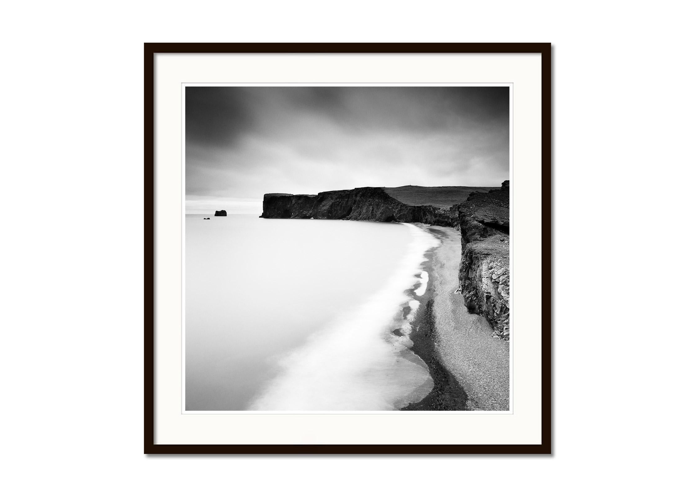 Detached Island, coast, Iceland, black and white photography, fine art landscape - Contemporary Photograph by Gerald Berghammer