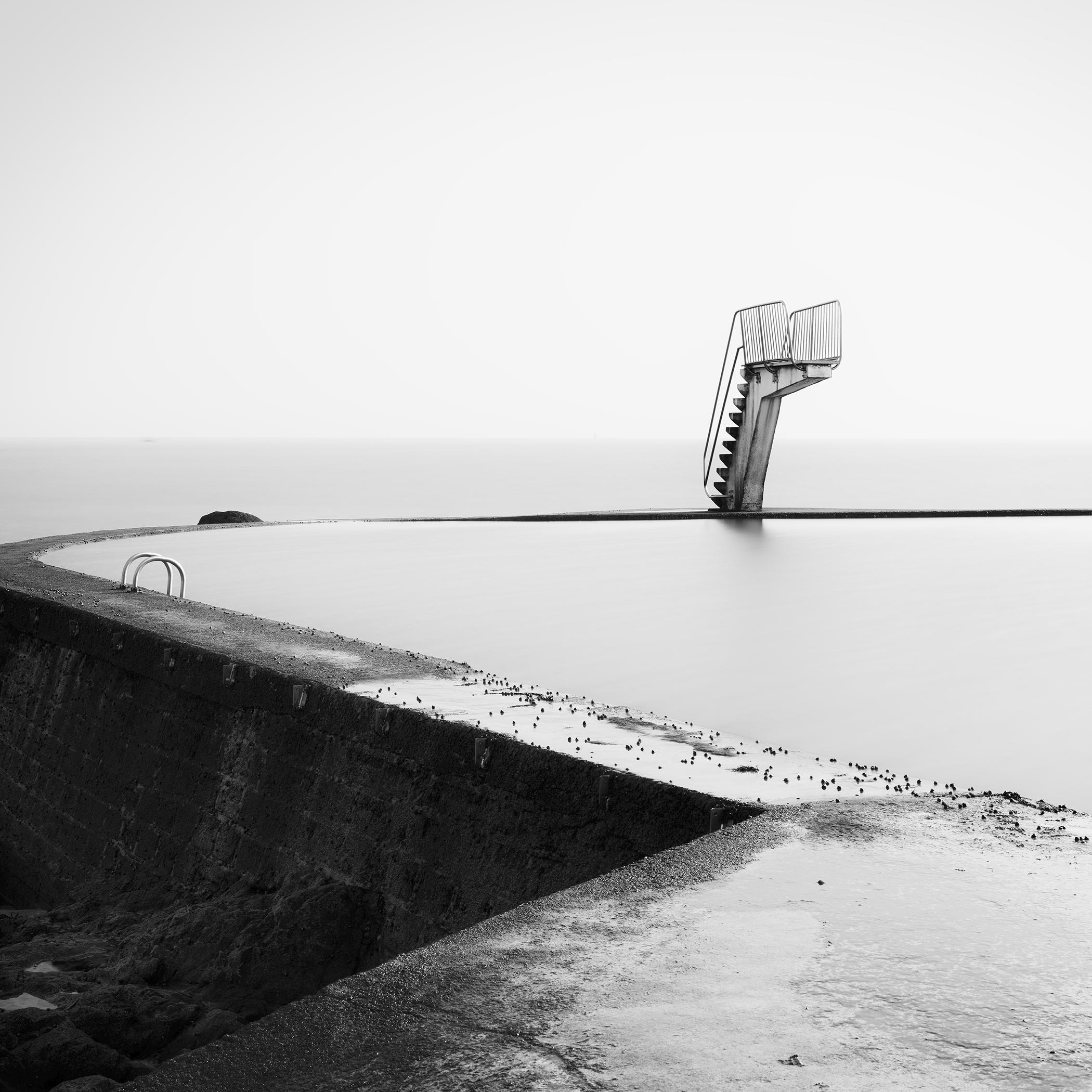 Diving Platform at Seawater Pool, Monochrome Photograph, Limited-Edition Print
