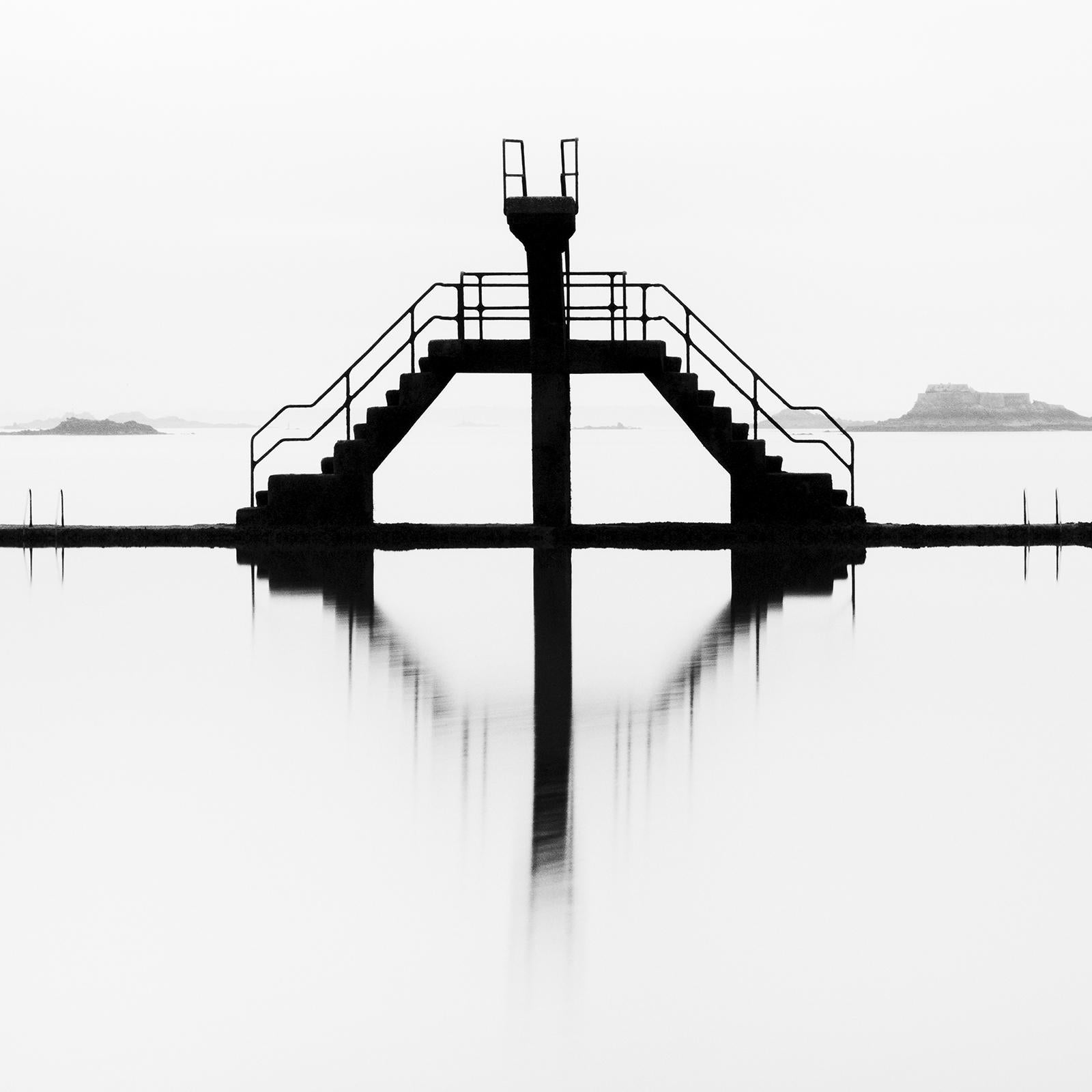 Diving Platform, Seawater swimming Pool, Saint Malo, black and white photography For Sale 3