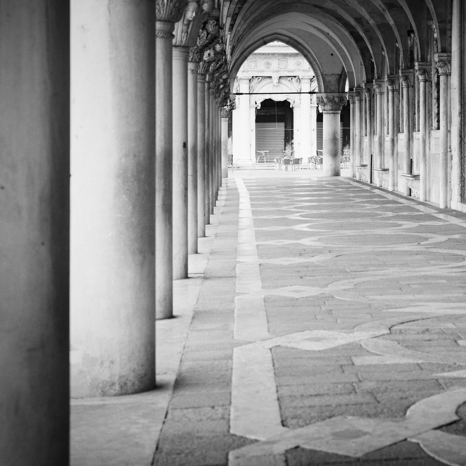 Doges Palace Arcade, Venice, Italy, black and white photography, art cityscape For Sale 2