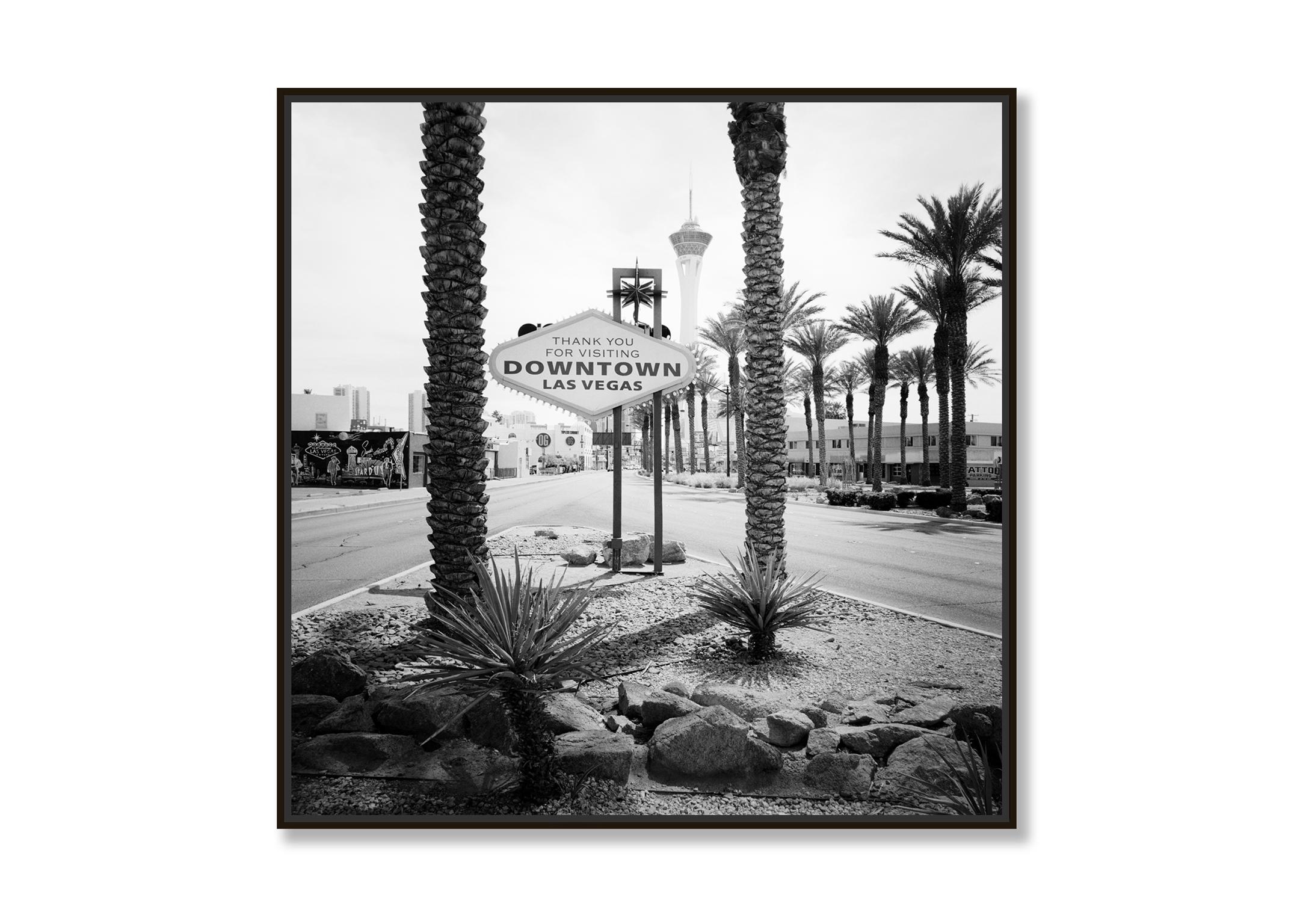 Downtown Las Vegas, Nevada, USA - Black and White Fine Art Cityscape Photography - Gray Black and White Photograph by Gerald Berghammer
