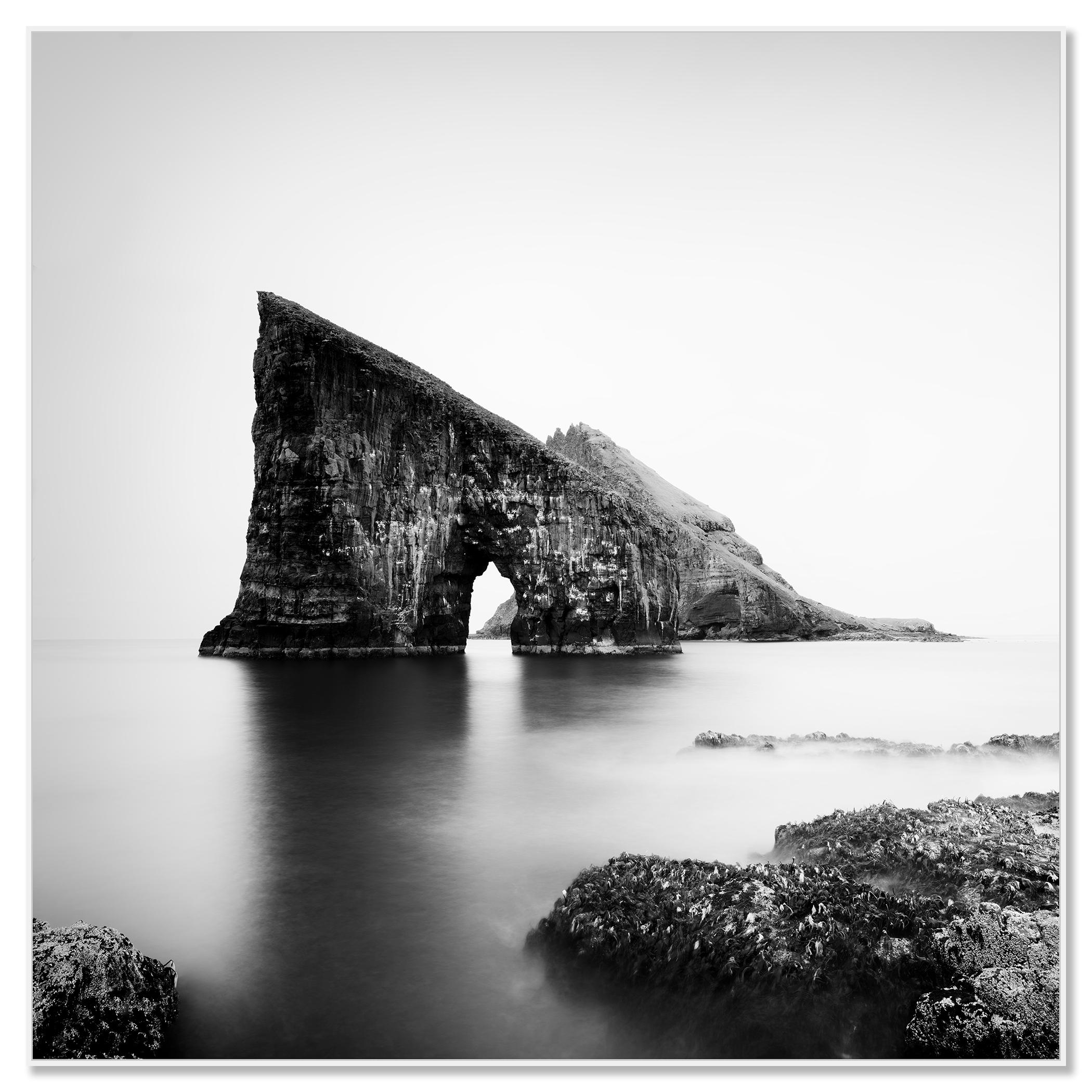 Drangarnir Sea Stacks, monochrome, minimalist photograph, limited editon print - Photograph by Gerald Berghammer