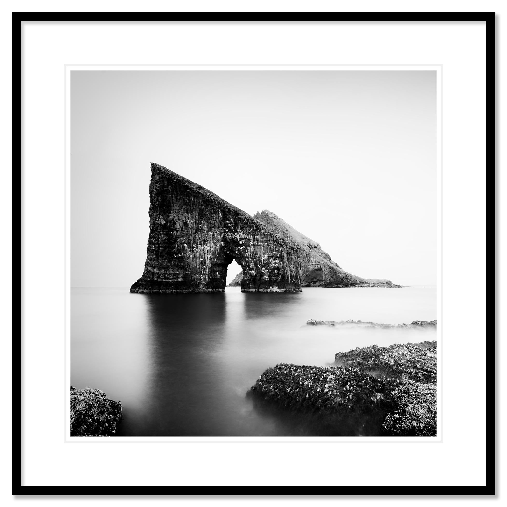 Drangarnir Sea Stacks, monochrome, minimalist photograph, limited editon print For Sale 1