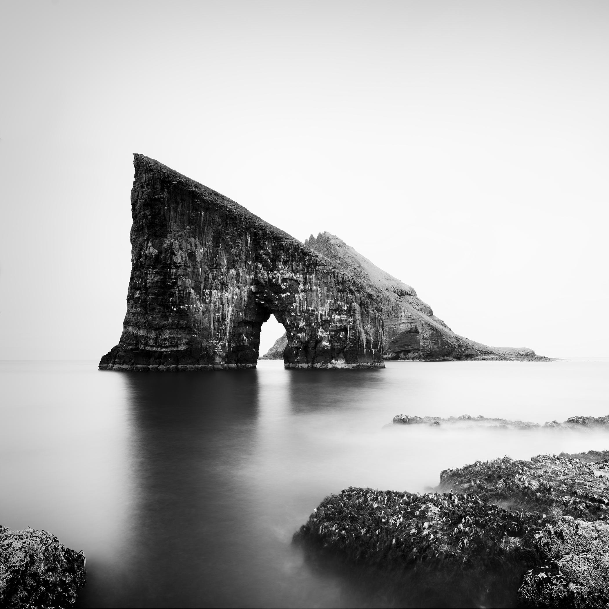 Gerald Berghammer Landscape Photograph - Drangarnir Sea Stacks, monochrome, minimalist photograph, limited editon print