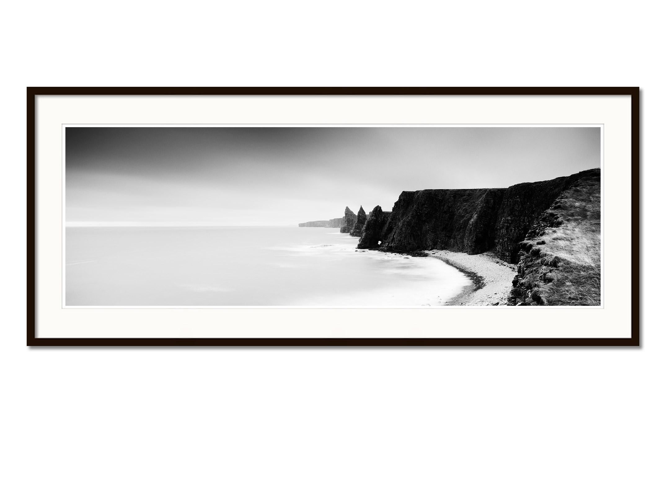 Black and white fine art panorama long exposure waterscape - landscape photography. The Duncansby Stacks are just off the coast of Duncansby Head on Scotland's stunning coastline. Archival pigment ink print, edition of 9. Signed, titled, dated and