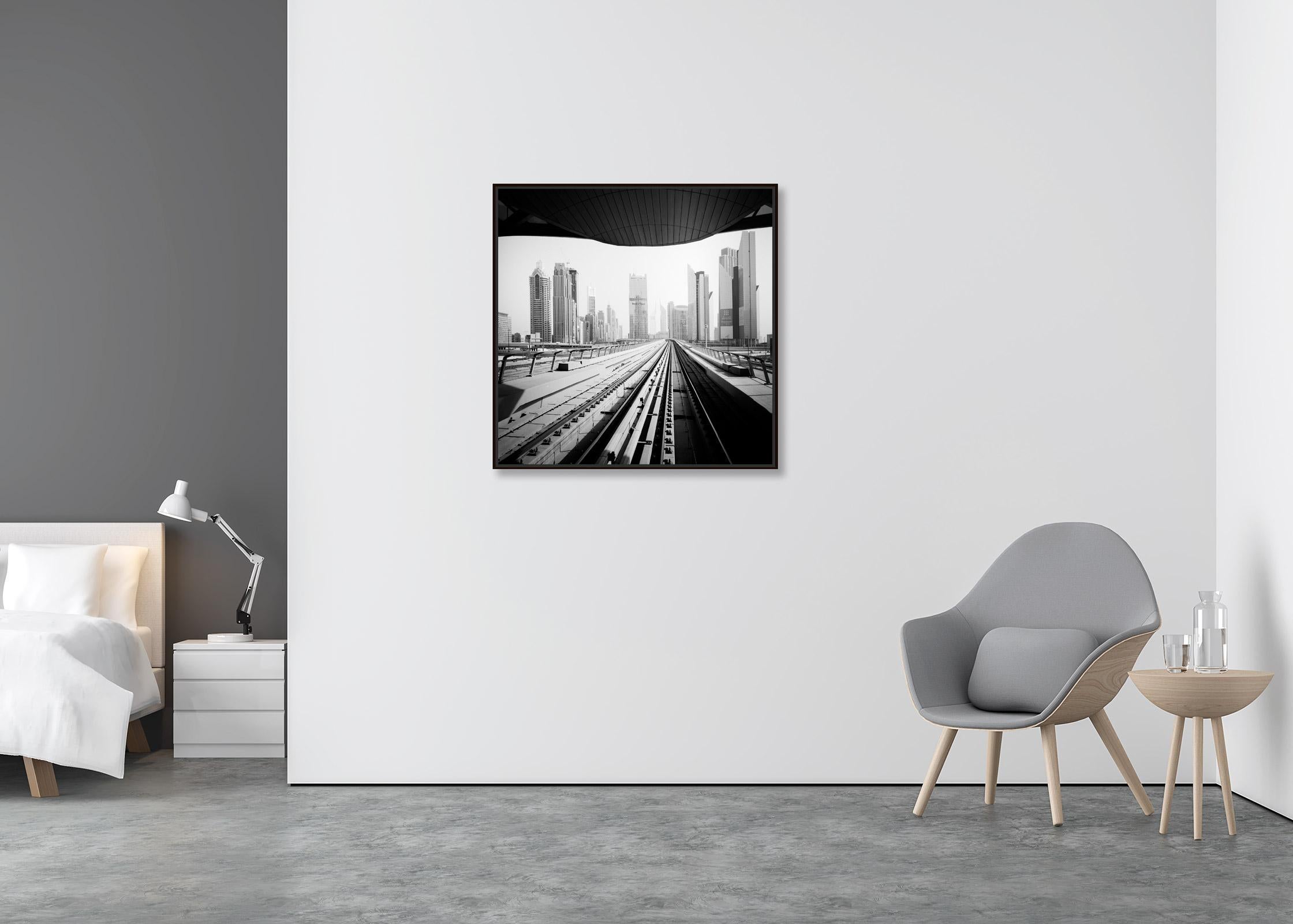 Dusit Thani, Dubai, Mega City, Skyscraper, Black and White cityscape photography - Contemporary Photograph by Gerald Berghammer