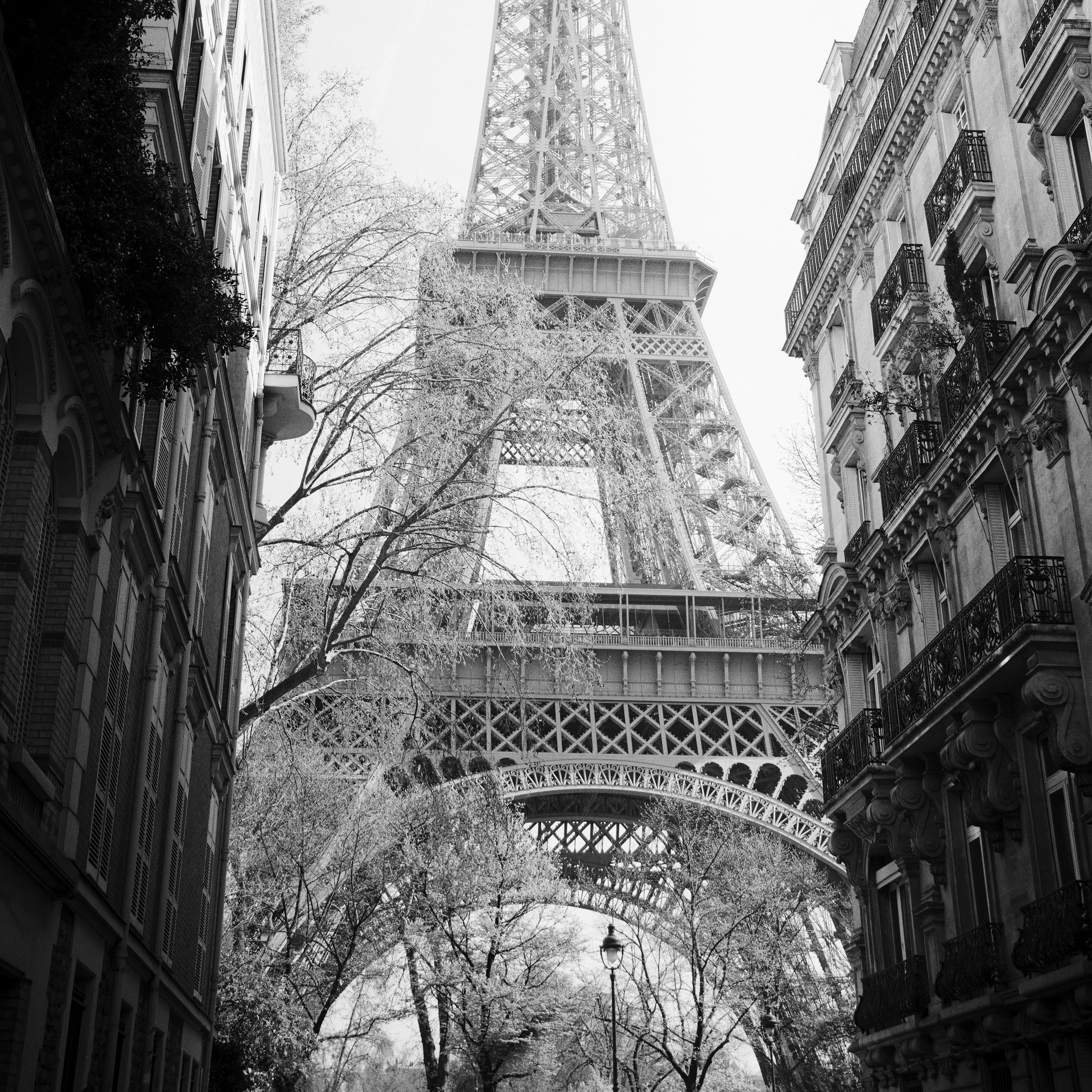 Eiffel Tower architecture detail Paris black and white fine art city photography For Sale 2
