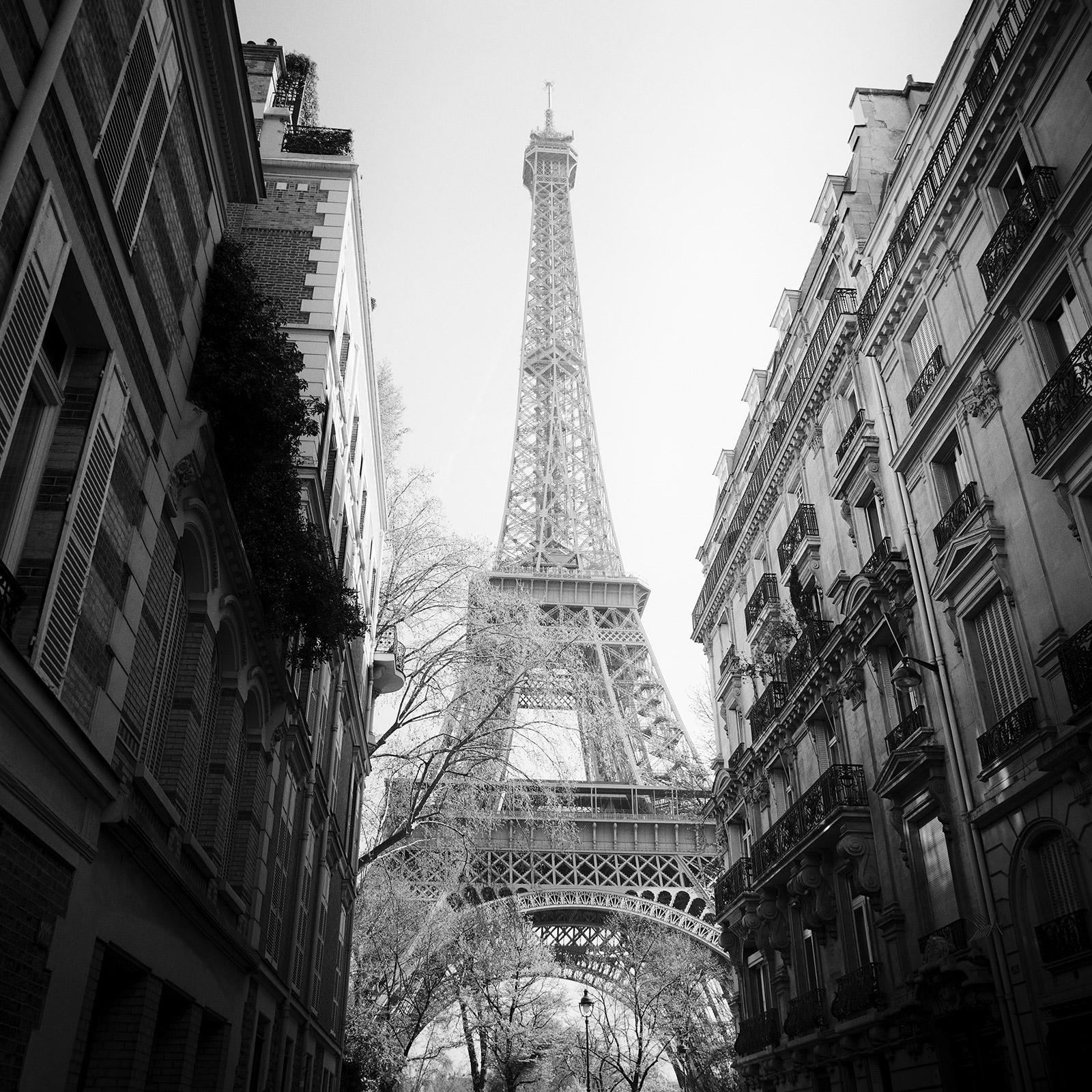 Gerald Berghammer Landscape Photograph - Eiffel Tower architecture detail Paris black and white fine art city photography