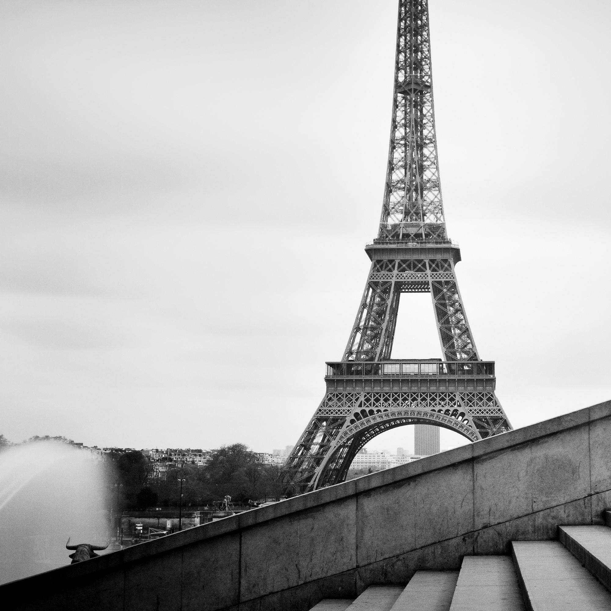 Tour Eiffel, escaliers du Trocadéro, Paris, noir et blanc, paysage urbain, impression en vente 5