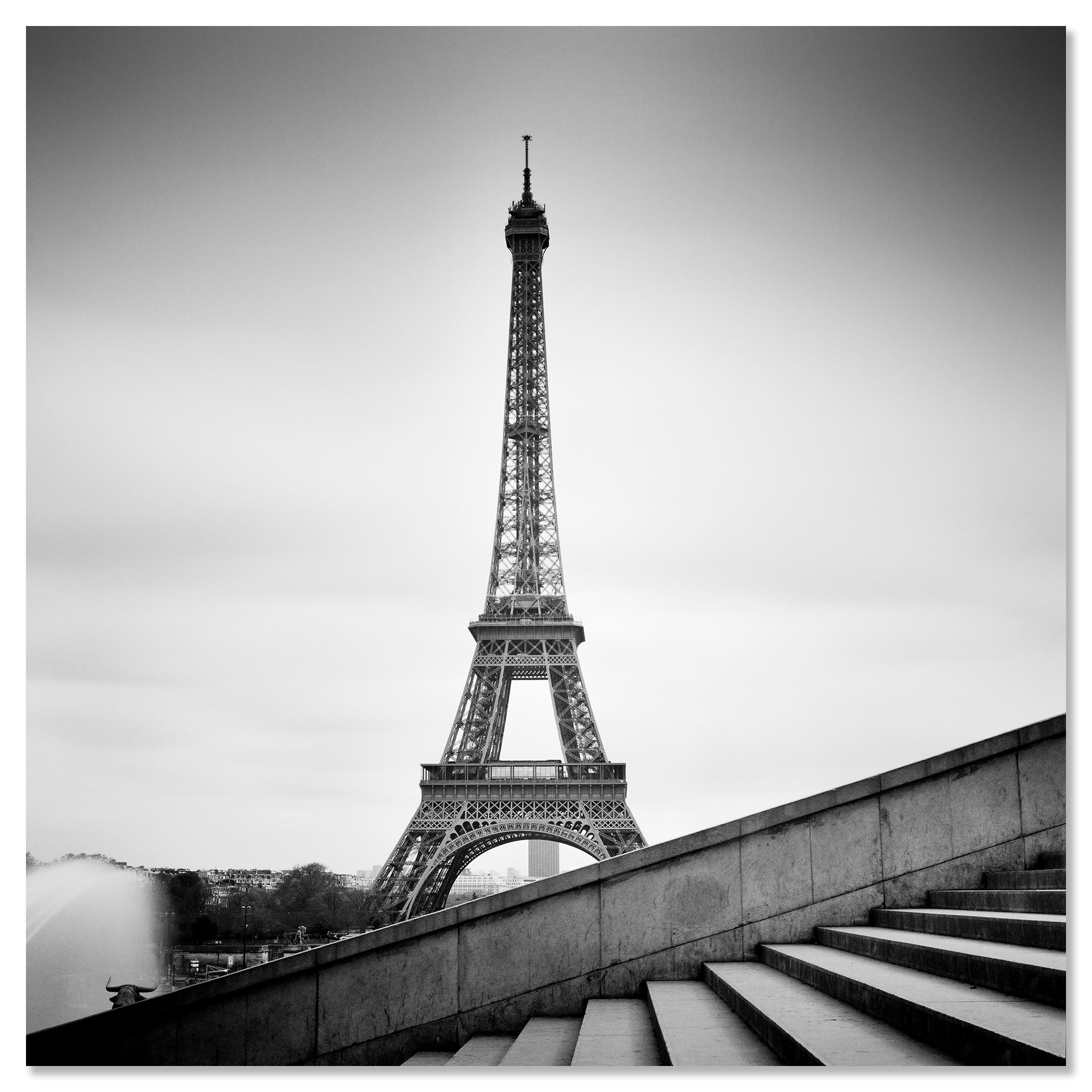 Tour Eiffel, escaliers du Trocadéro, Paris, noir et blanc, paysage urbain, impression en vente 3