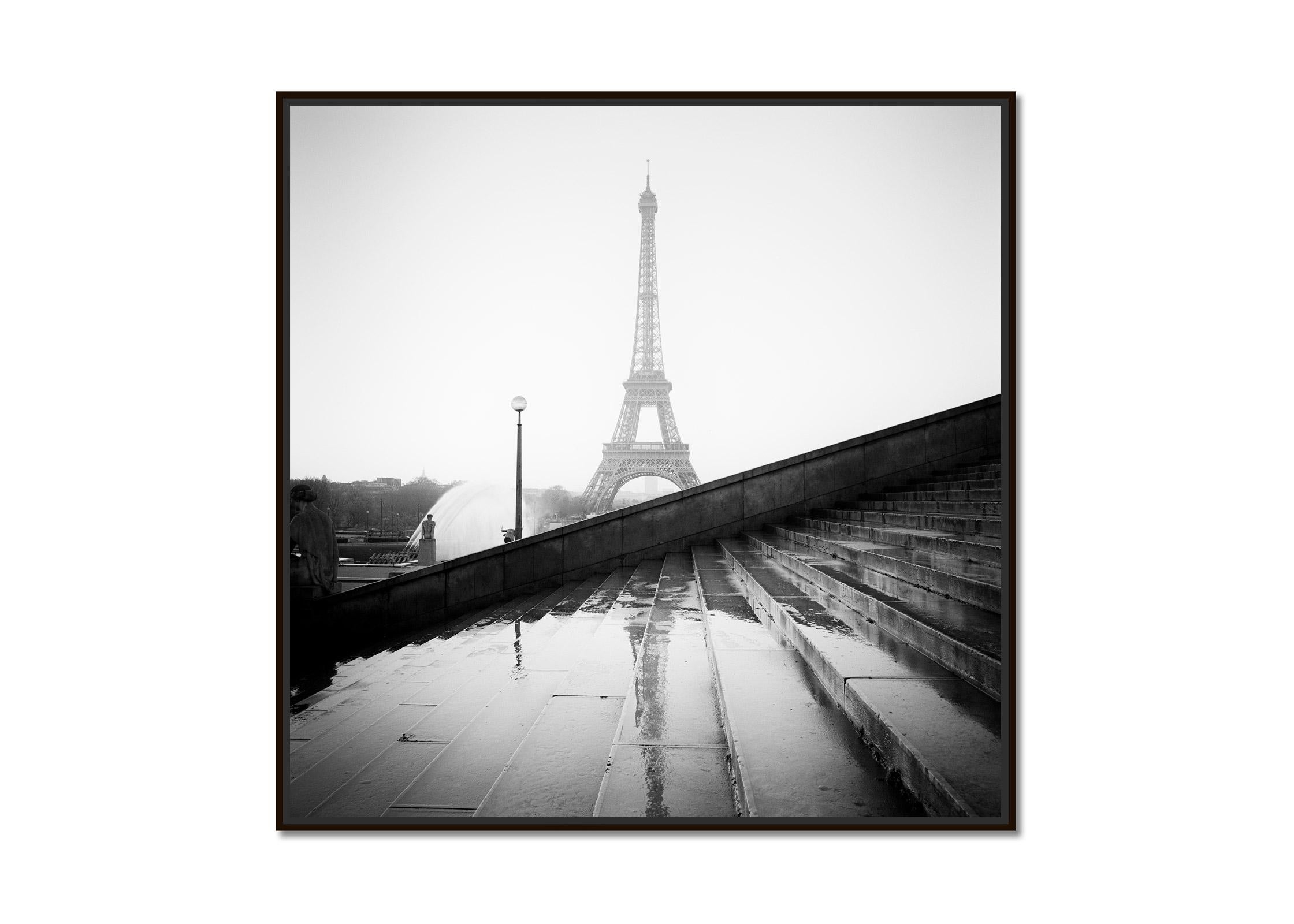 Eiffel Tower Stairway Palais de Chaillot Paris black and white fine art photo - Photograph by Gerald Berghammer