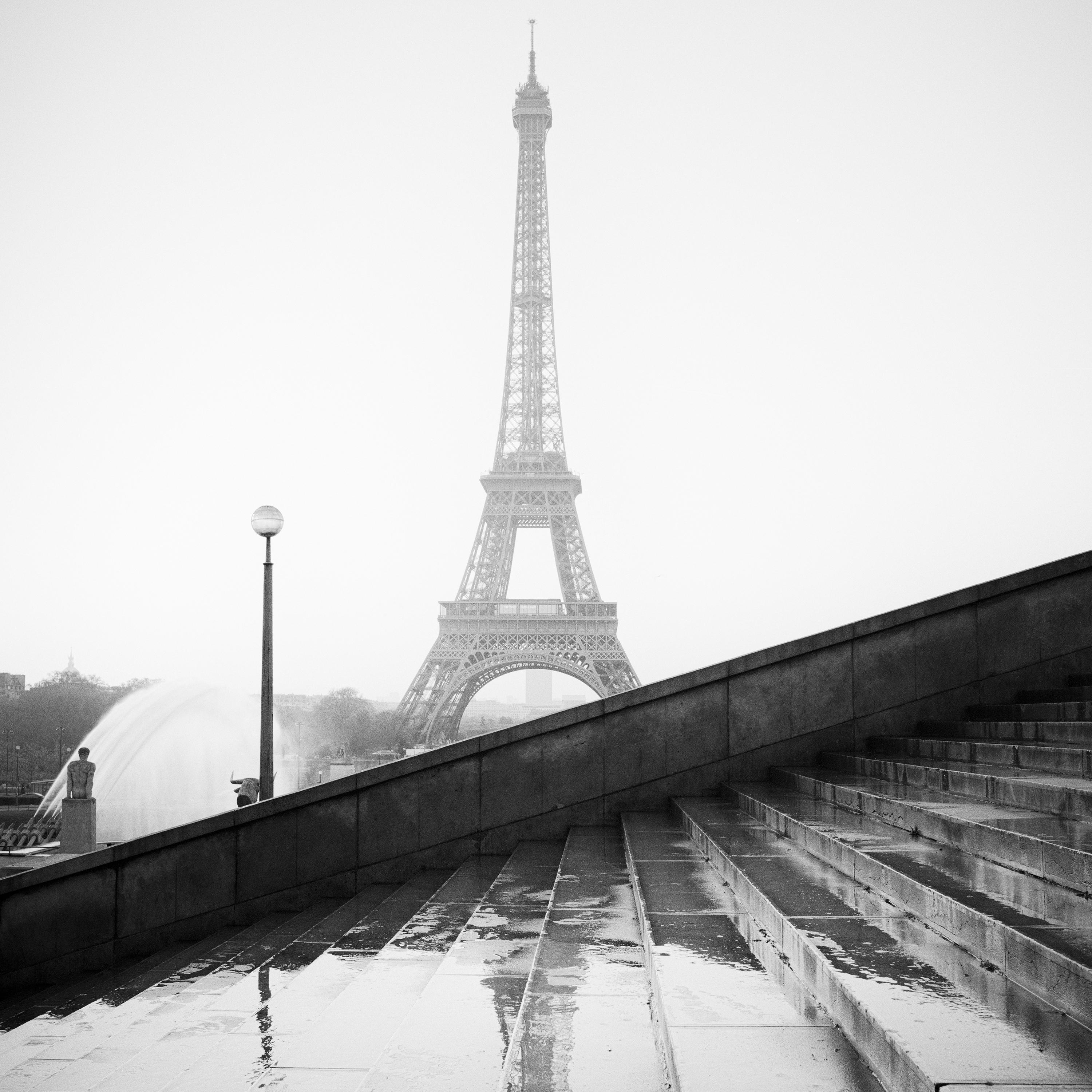 Eiffel Tower Stairway Palais de Chaillot Paris black and white fine art photo For Sale 2