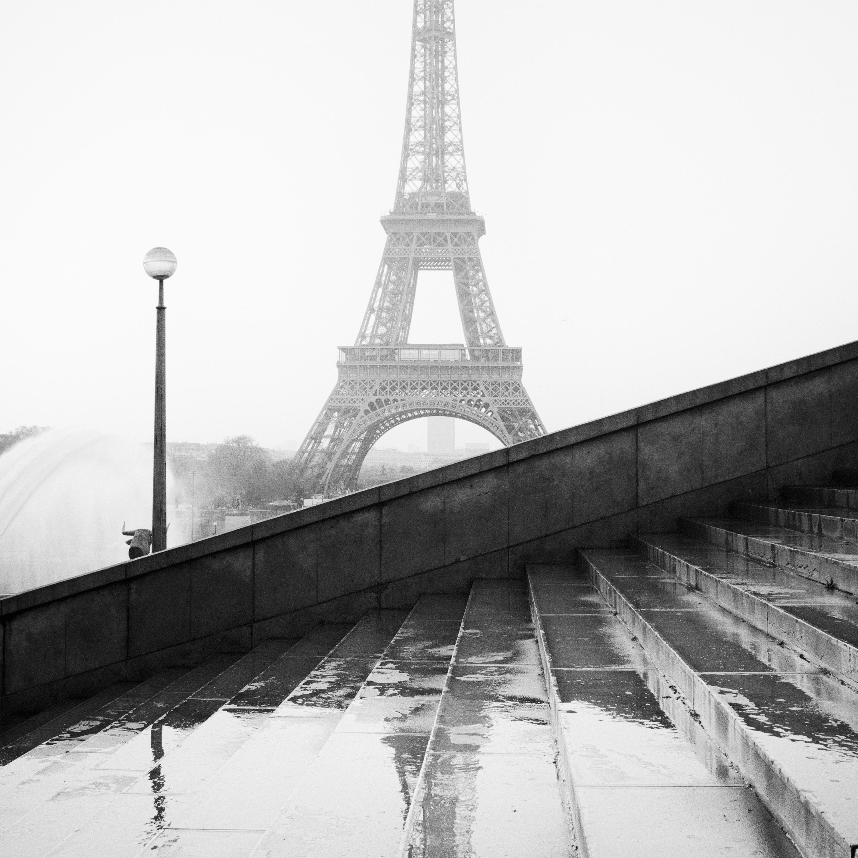 Eiffel Tower Stairway Palais de Chaillot Paris black and white fine art photo For Sale 3