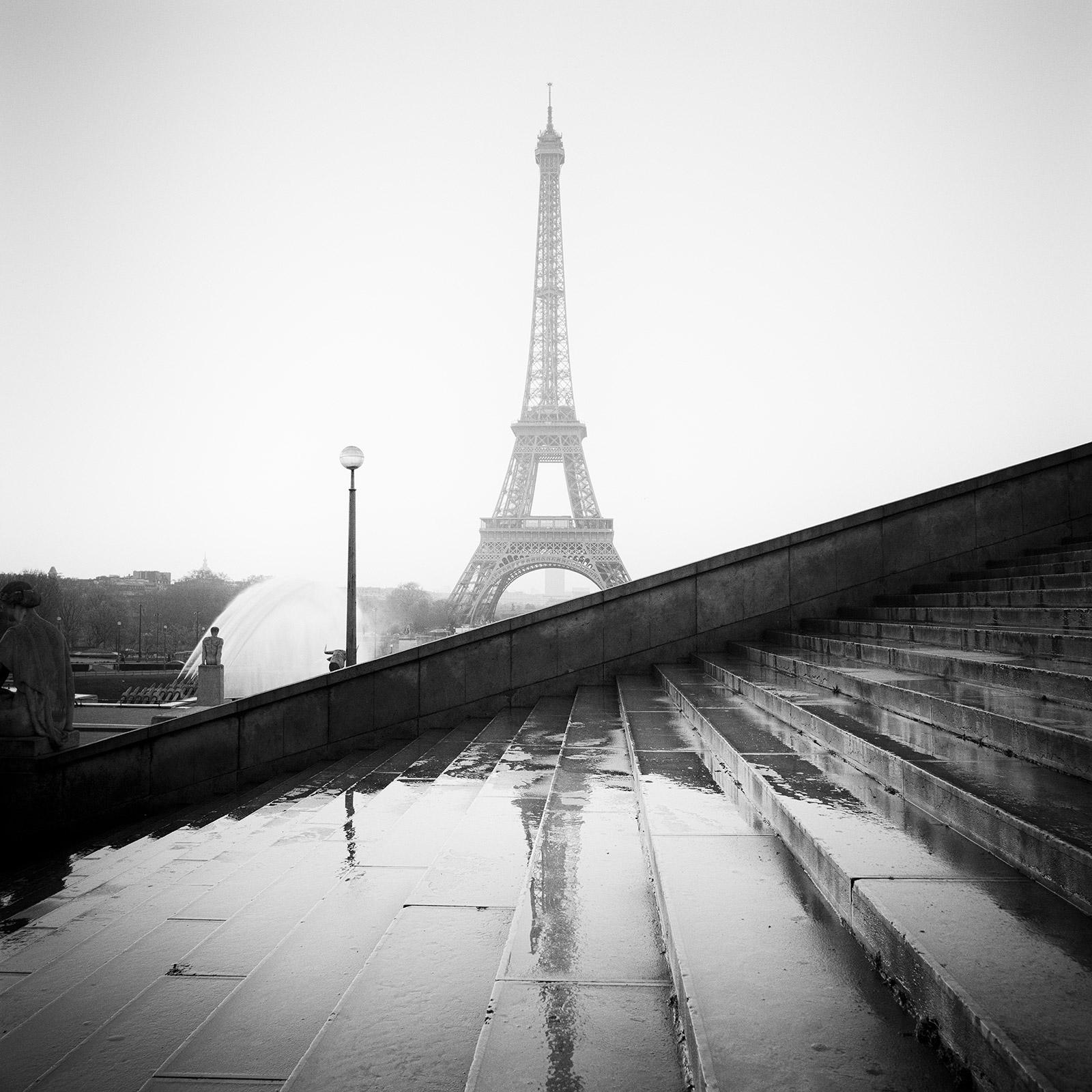 Eiffelturm Stairway Palais de Chaillot Paris Schwarz-Weiß-Foto