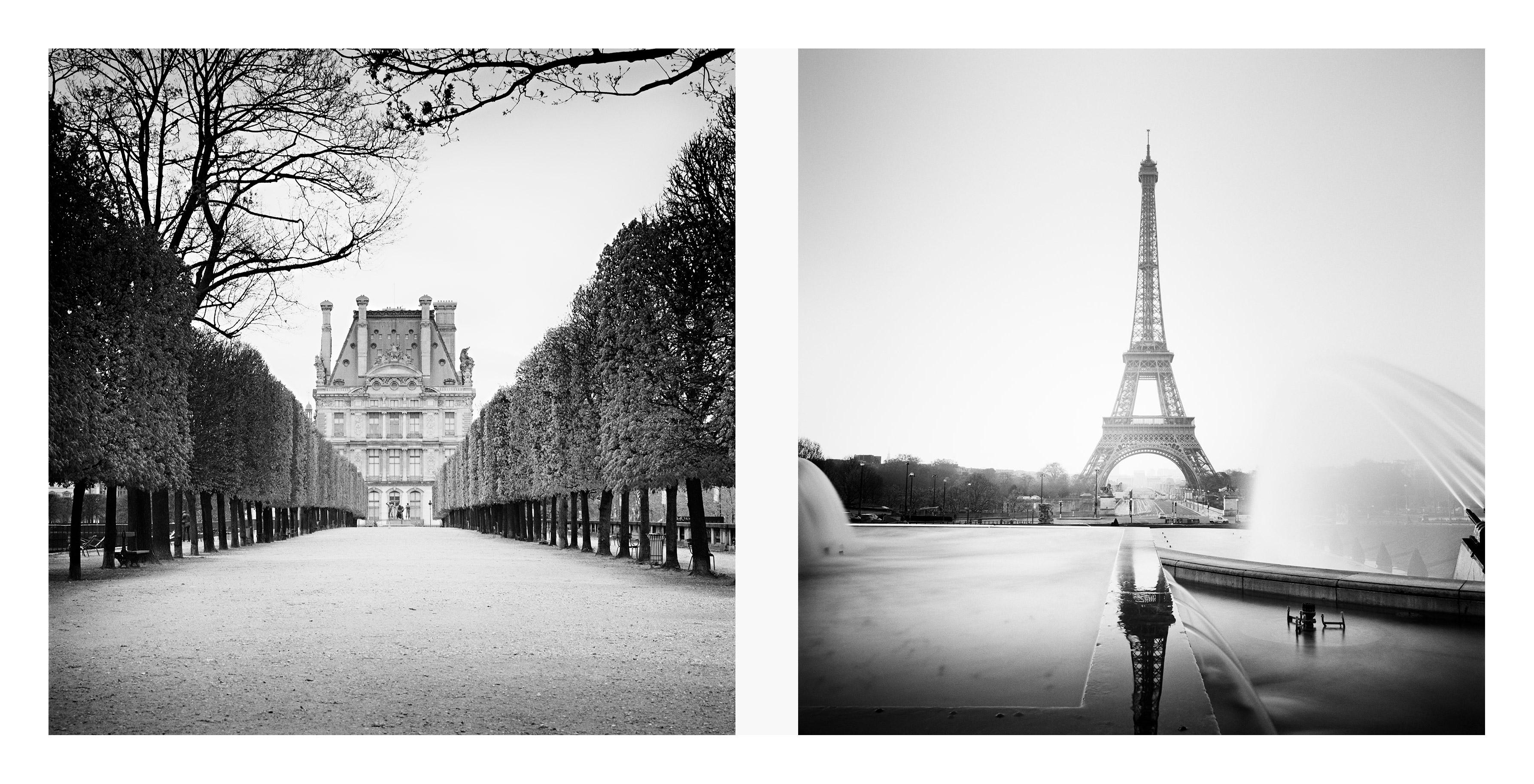 Gerald Berghammer Black and White Photograph - Eiffelturm Fontaine du Trocadero Paris + Pavillon de Flore, Paris, France
