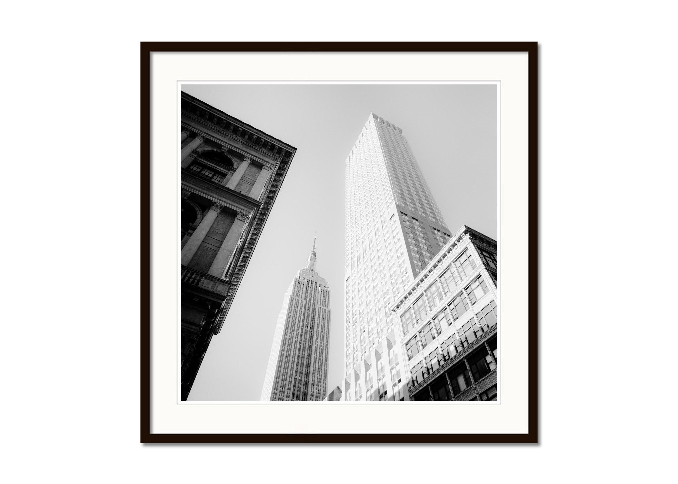 Empire State Building, architecture, New York,  black and white photo, cityscape - Gray Landscape Photograph by Gerald Berghammer