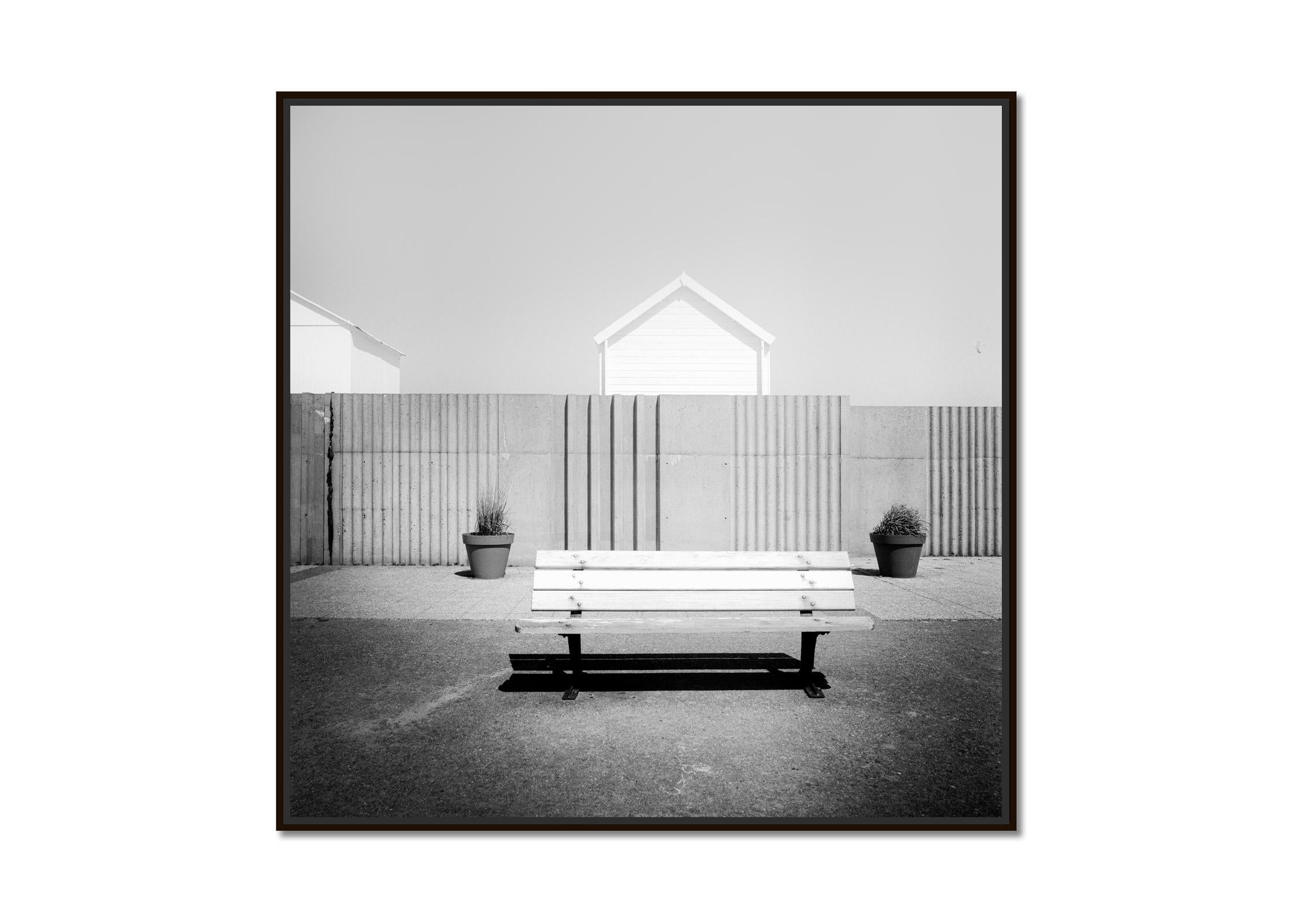 Esplanade, beach life, France, black and white, art landscape, photography - Photograph by Gerald Berghammer