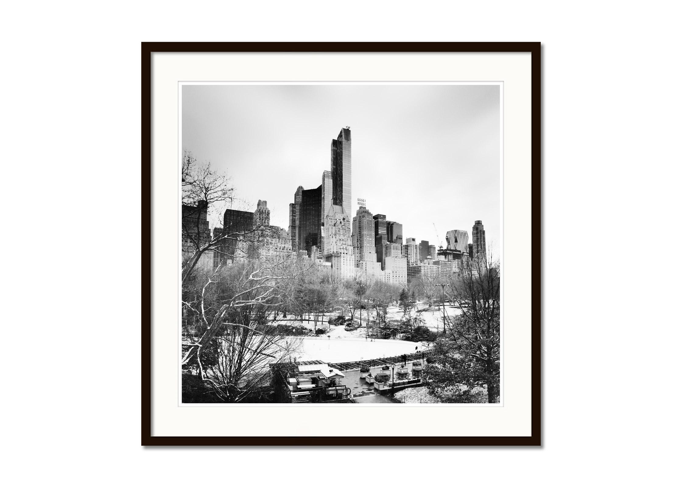 Essex House, Central Park, New York, USA, black and white photography, cityscape - Gray Black and White Photograph by Gerald Berghammer