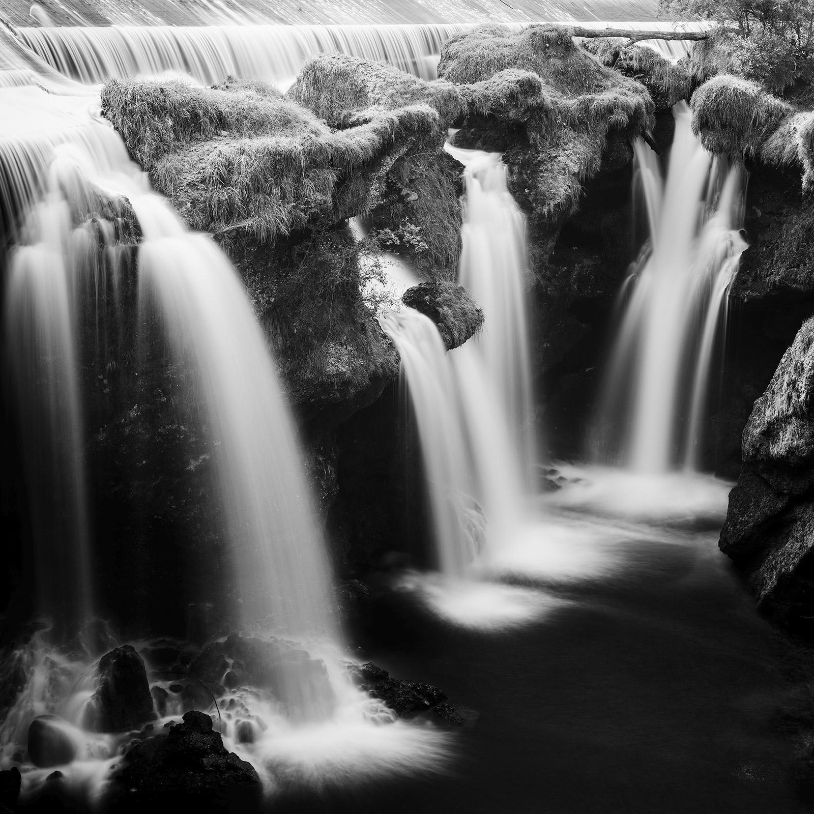 Gerald Berghammer Black and White Photograph - Fahrbahren Fall, Waterfall, black and white long exposure landscape photography