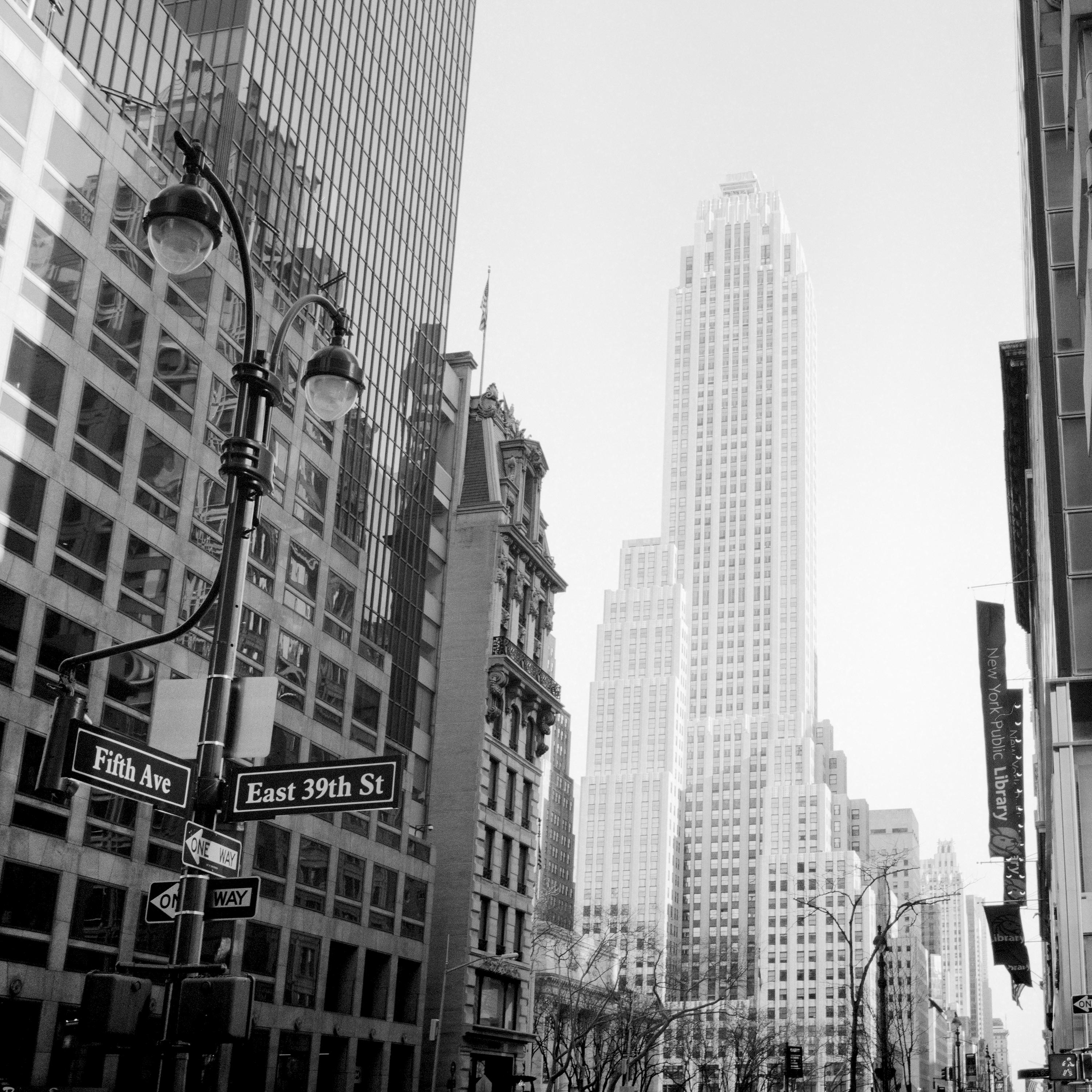 Fifth Ave East 39th St New York City USA black white art cityscape photography For Sale 3