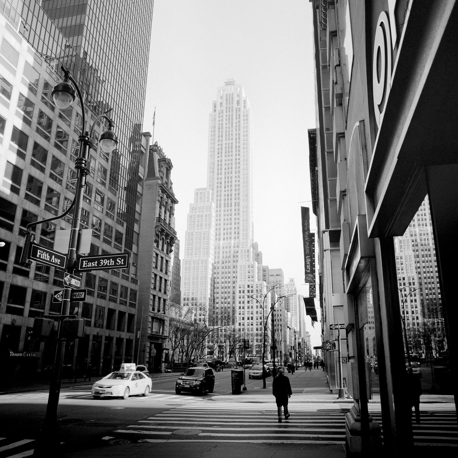 Gerald Berghammer Black and White Photograph - Fifth Ave East 39th St New York City USA black white art cityscape photography