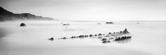 Panorama, Beach, Shoreline, Portugal, impression de paysage en noir et blanc