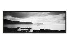Fishing Boat Panorama, Cliff, Scotland, black and white photography, seascape