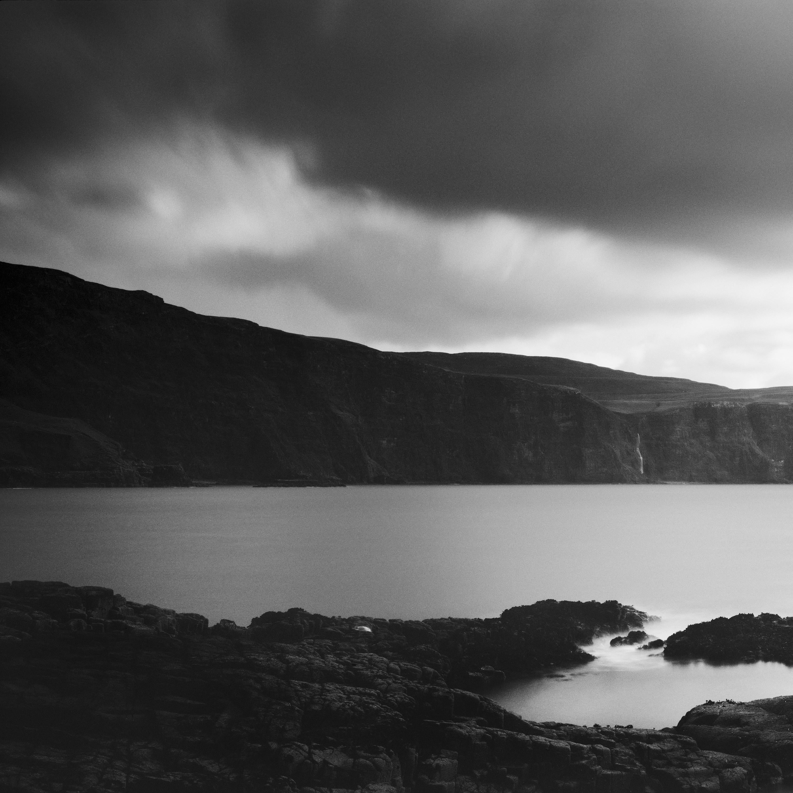 Fishing Boat Panorama, shoreline, Scotland, black white waterscape photography For Sale 3