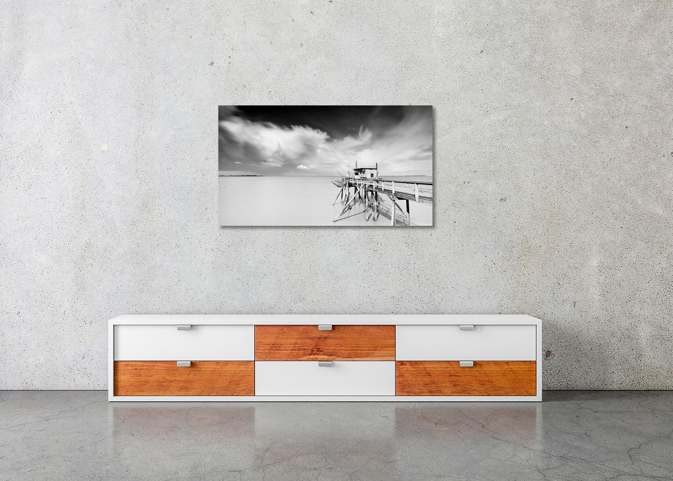 Fishing Hut on Stilts, Panorama, giant Clouds, fine art landscape photography For Sale 2