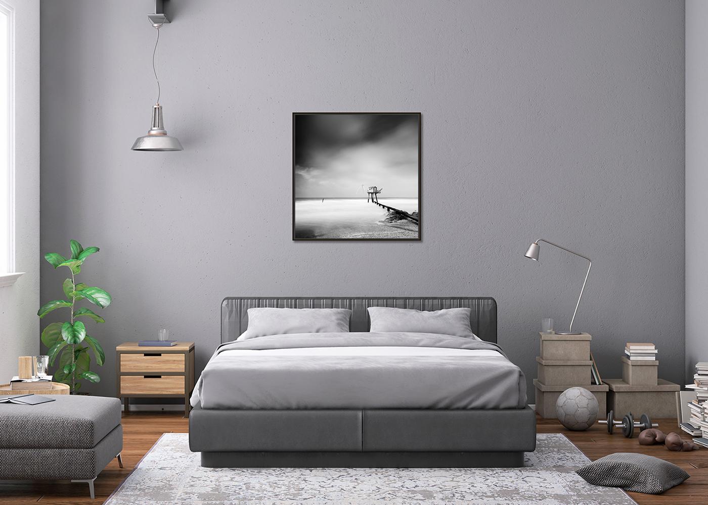 Whiting Hut on Stilts, fotografia di paesaggio in bianco e nero, edizione limitata in vendita 1