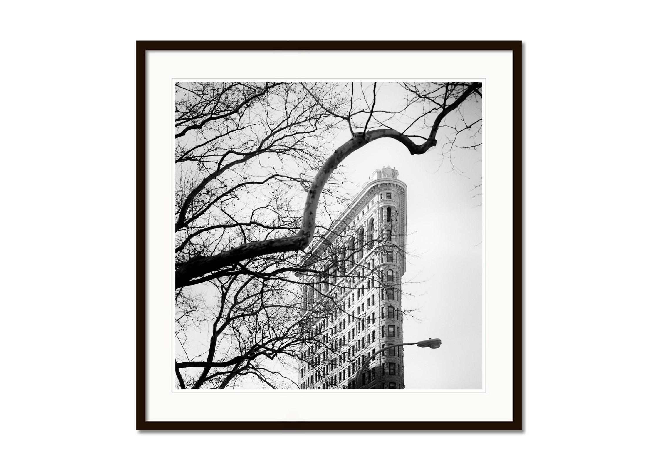 Flatiron Building, New York City, USA, black and white photography, cityscape - Gray Landscape Photograph by Gerald Berghammer
