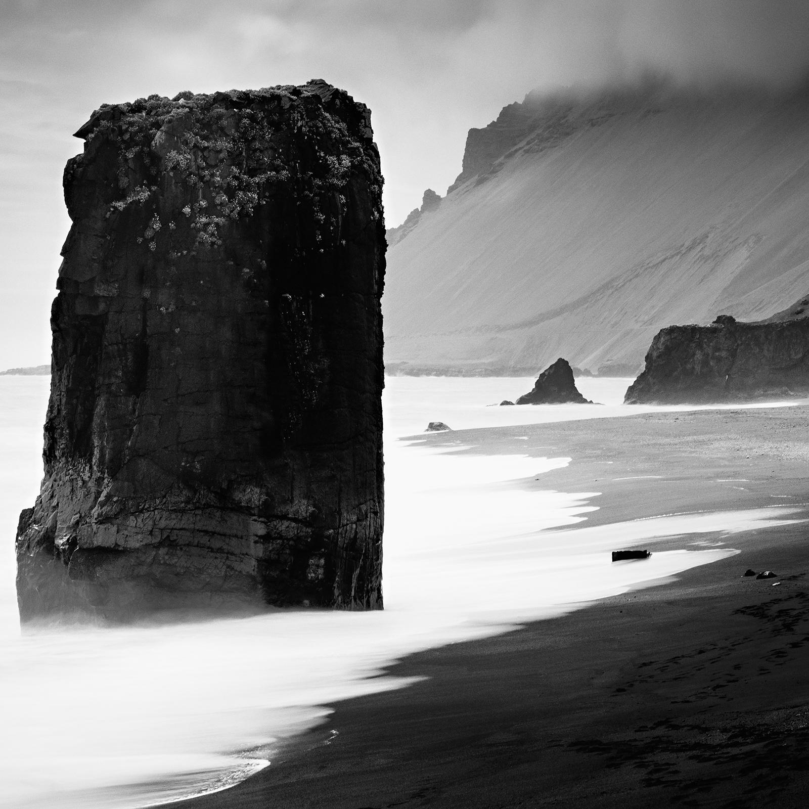 Flooded Rock, Black Beach, Iceland, black and white photography, landscape, art For Sale 3