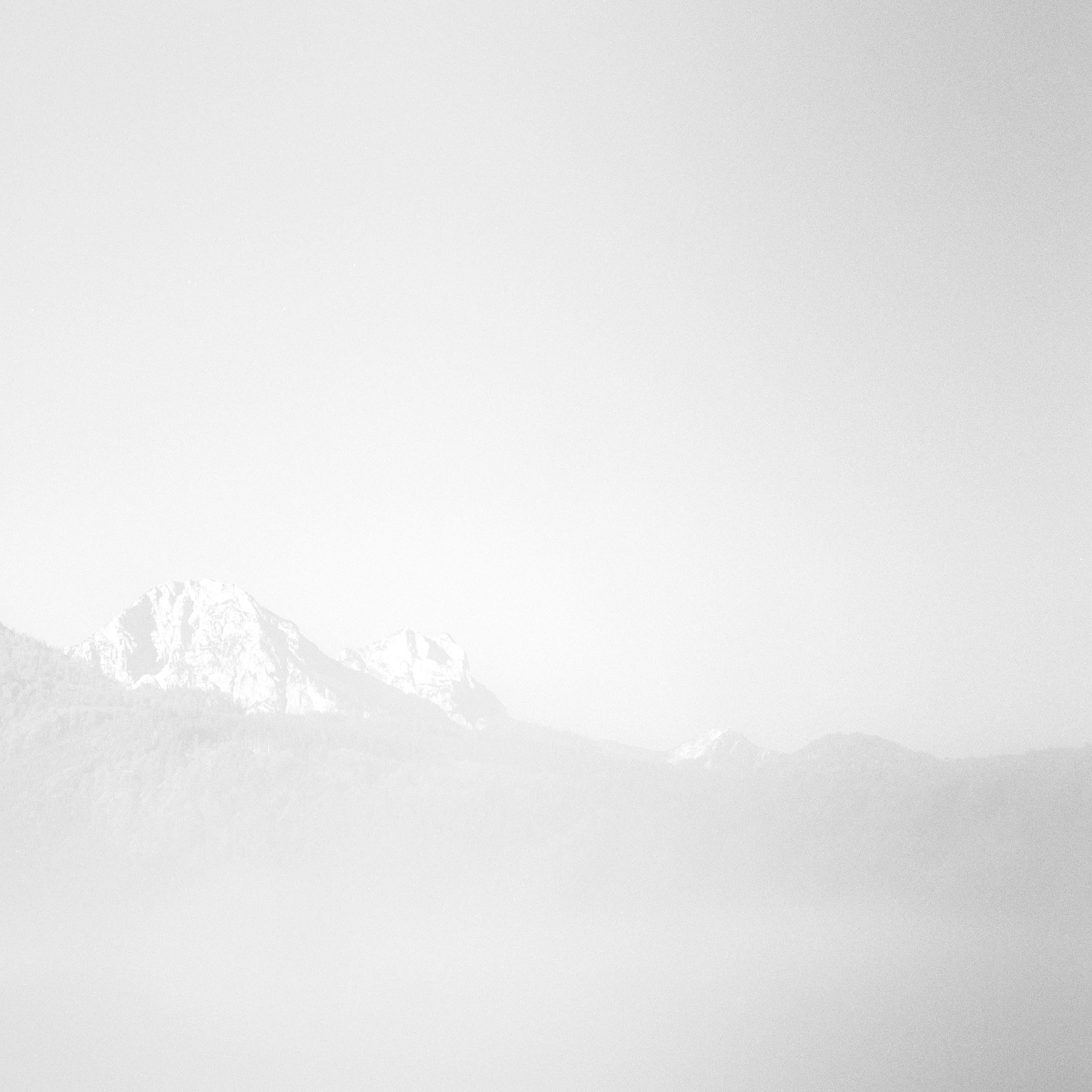 Foggy Revelation, Mountains, Foggy Lake,  black and white fineart photography For Sale 1